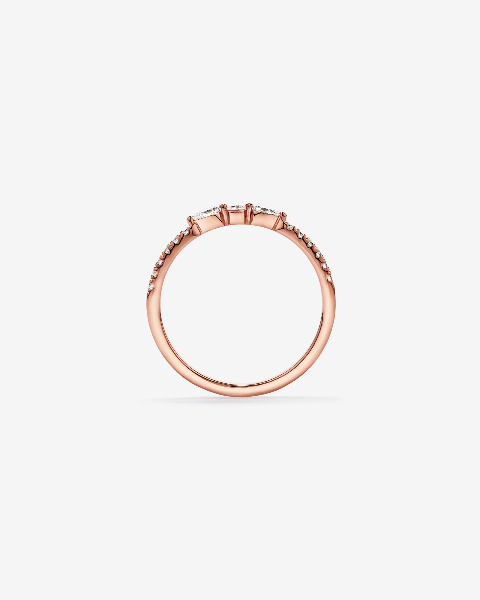 0.23TW Pear and Round Brilliant Diamond Wedding Ring 14kt Rose Gold