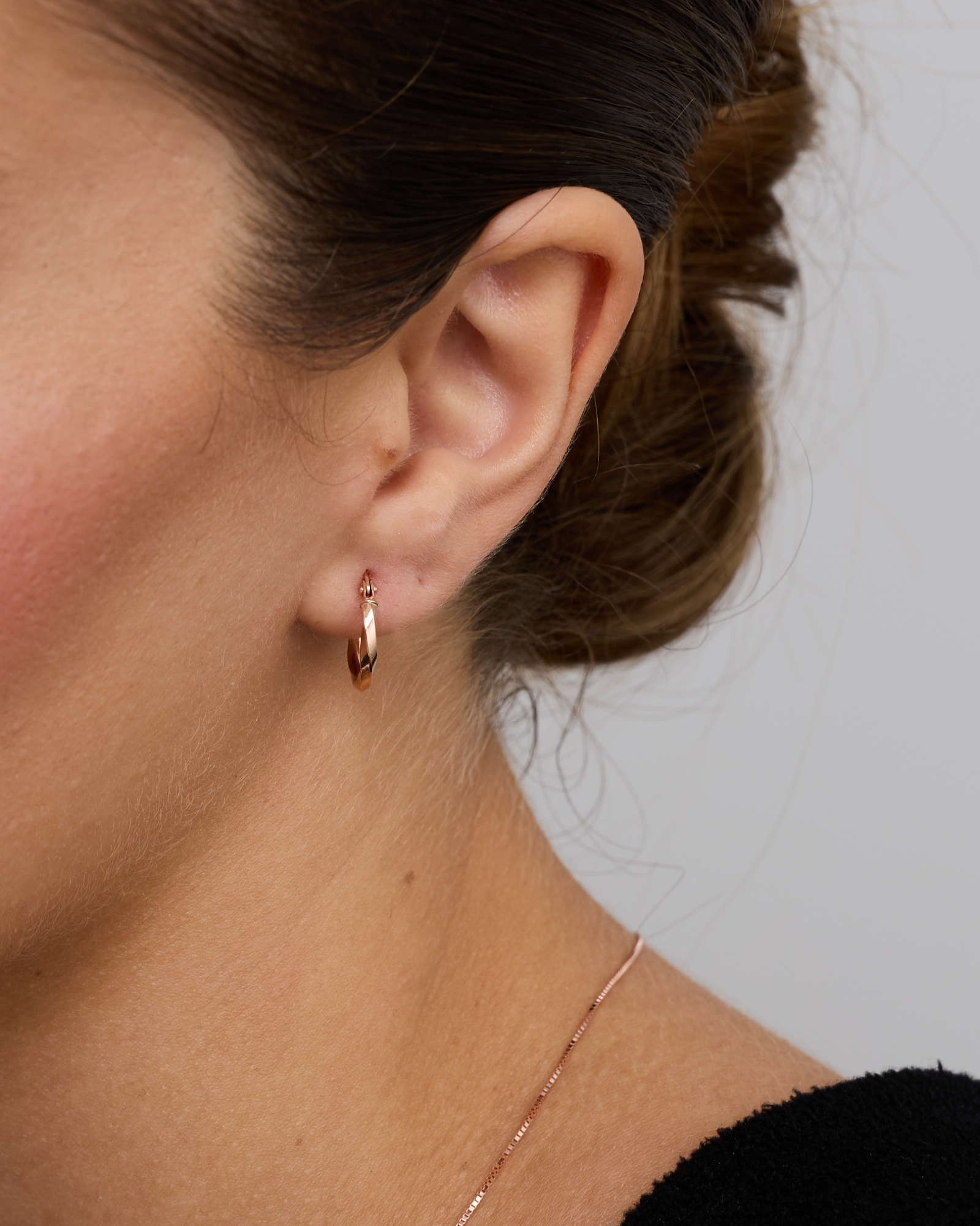 Square Twist Hoop Earrings in 10kt Rose Gold