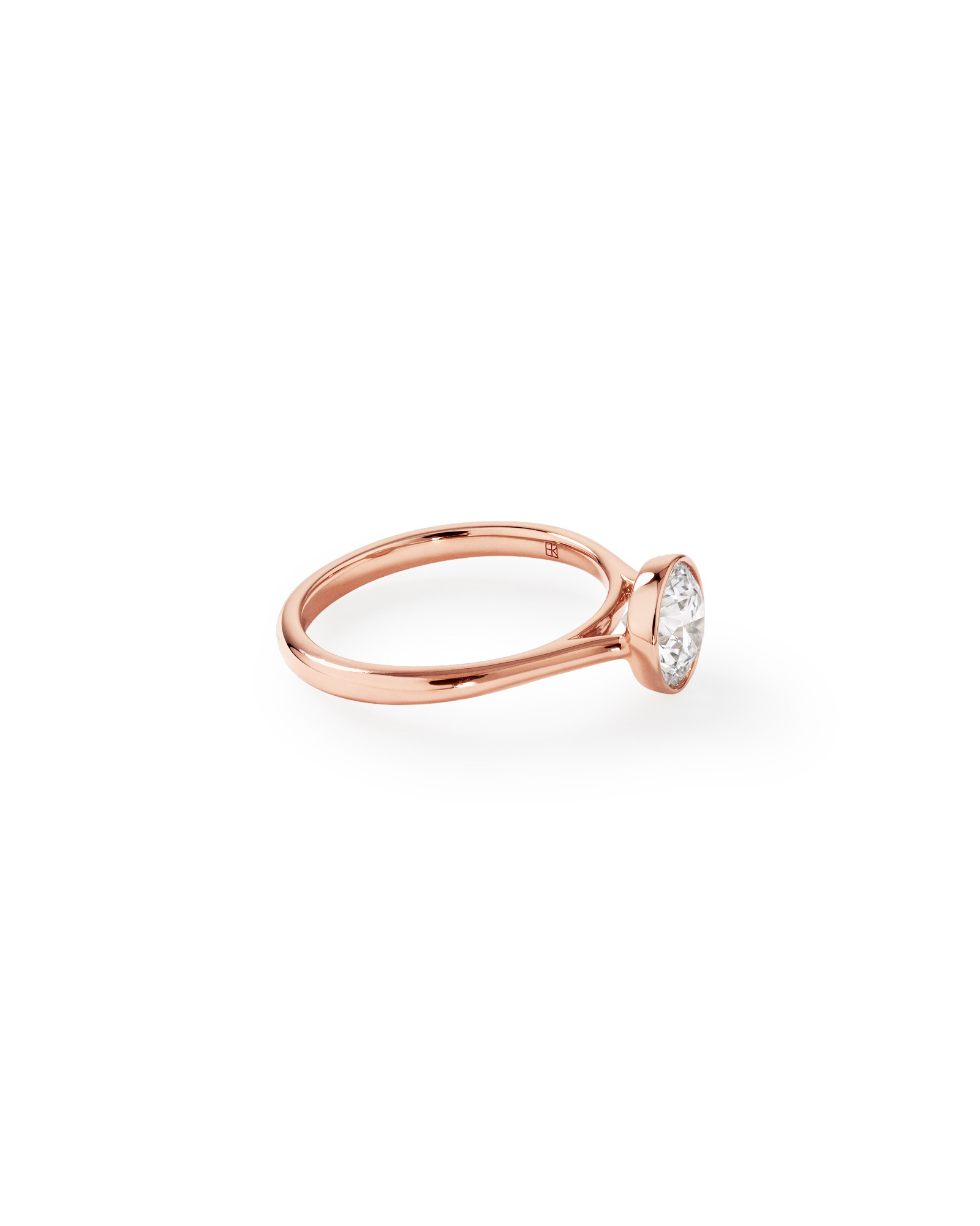 1.25 Carat TW Round Brilliant Laboratory-Grown Diamond Solitaire Bezel Set Engagement Ring in 14kt Rose Gold