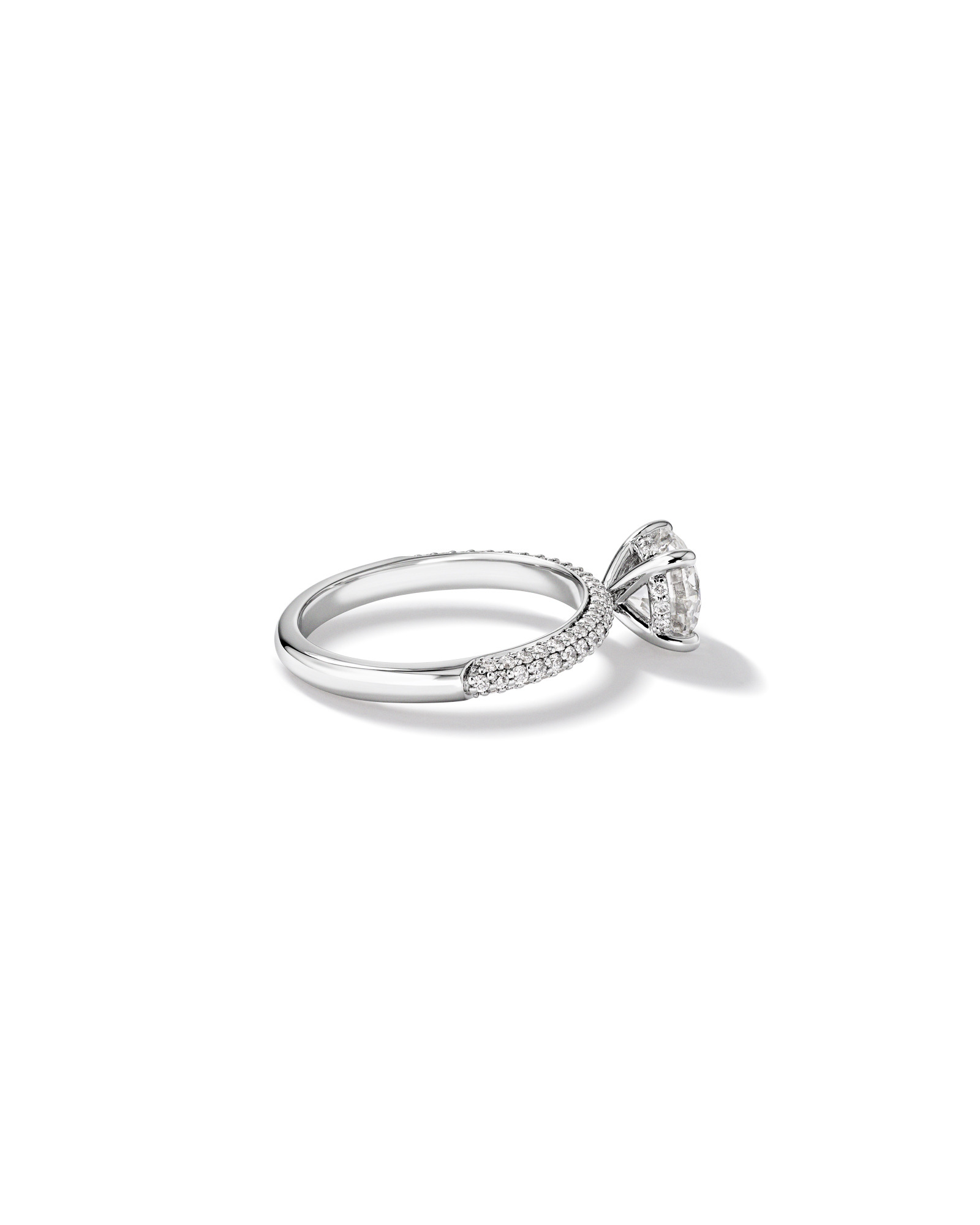 1.95 Carat TW Round Brilliant Laboratory-Grown Diamond Solitaire Side Accent Engagement Ring 14kt White Gold