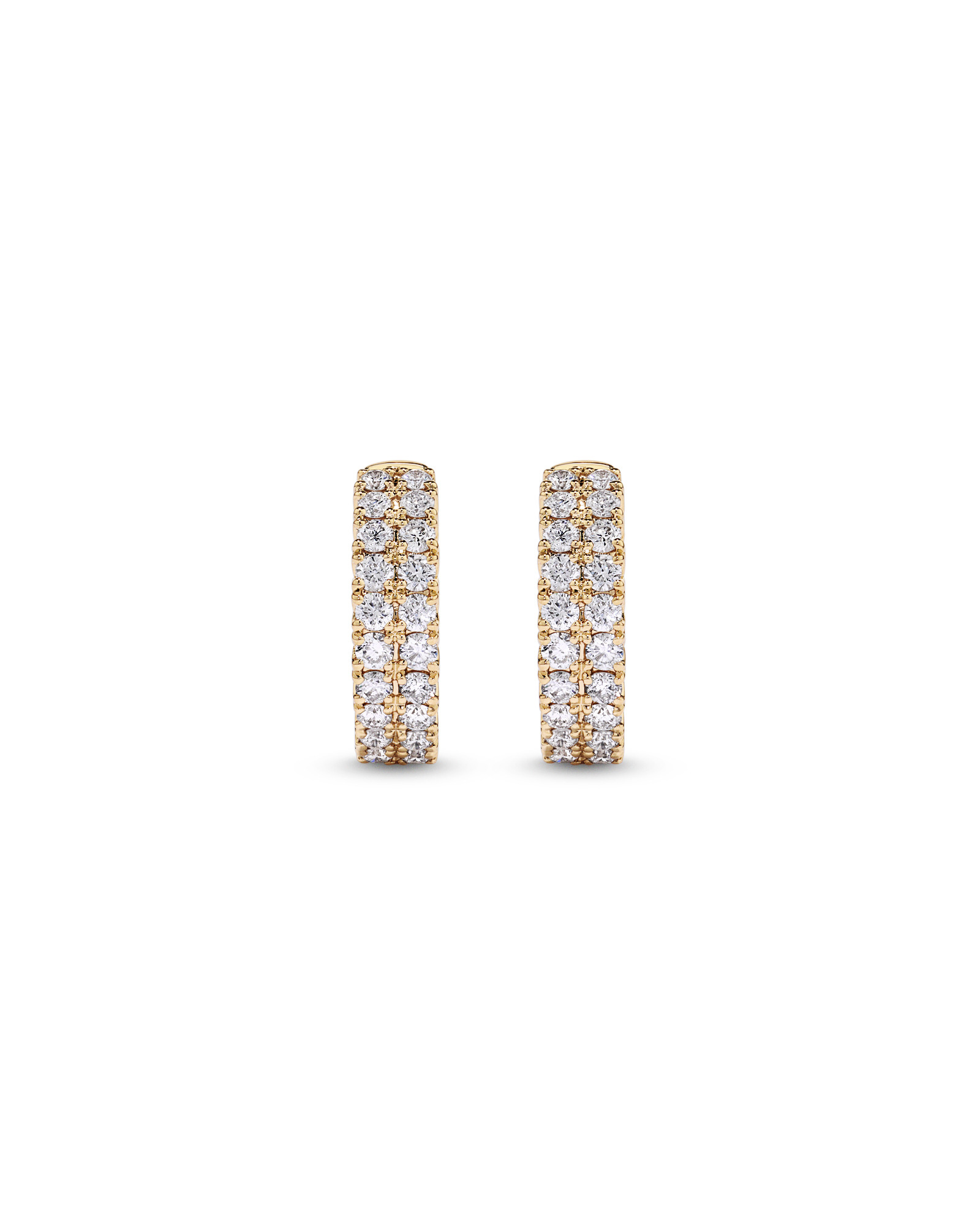 1.00 Carat TW Diamond Two-Row Huggie Earrings in 10kt Yellow Gold