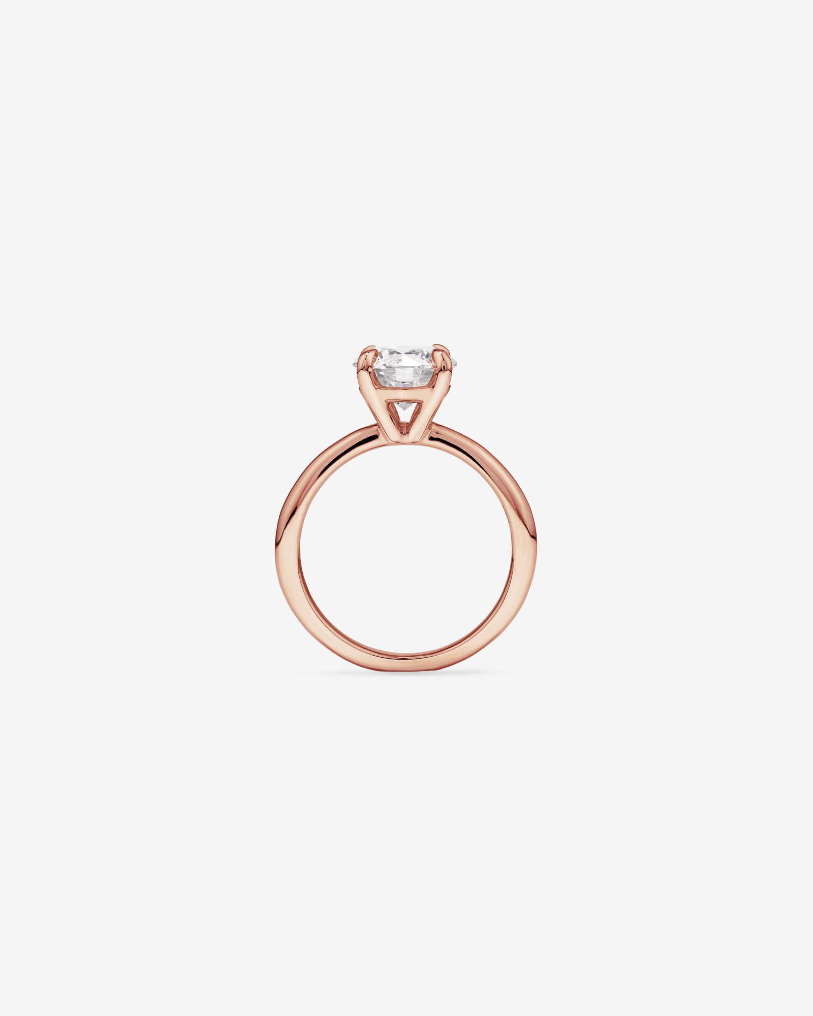 Bague solitaire en or rose 14 carats avec diamant rond brillant de 2,25 carats, cultivé laboratoire