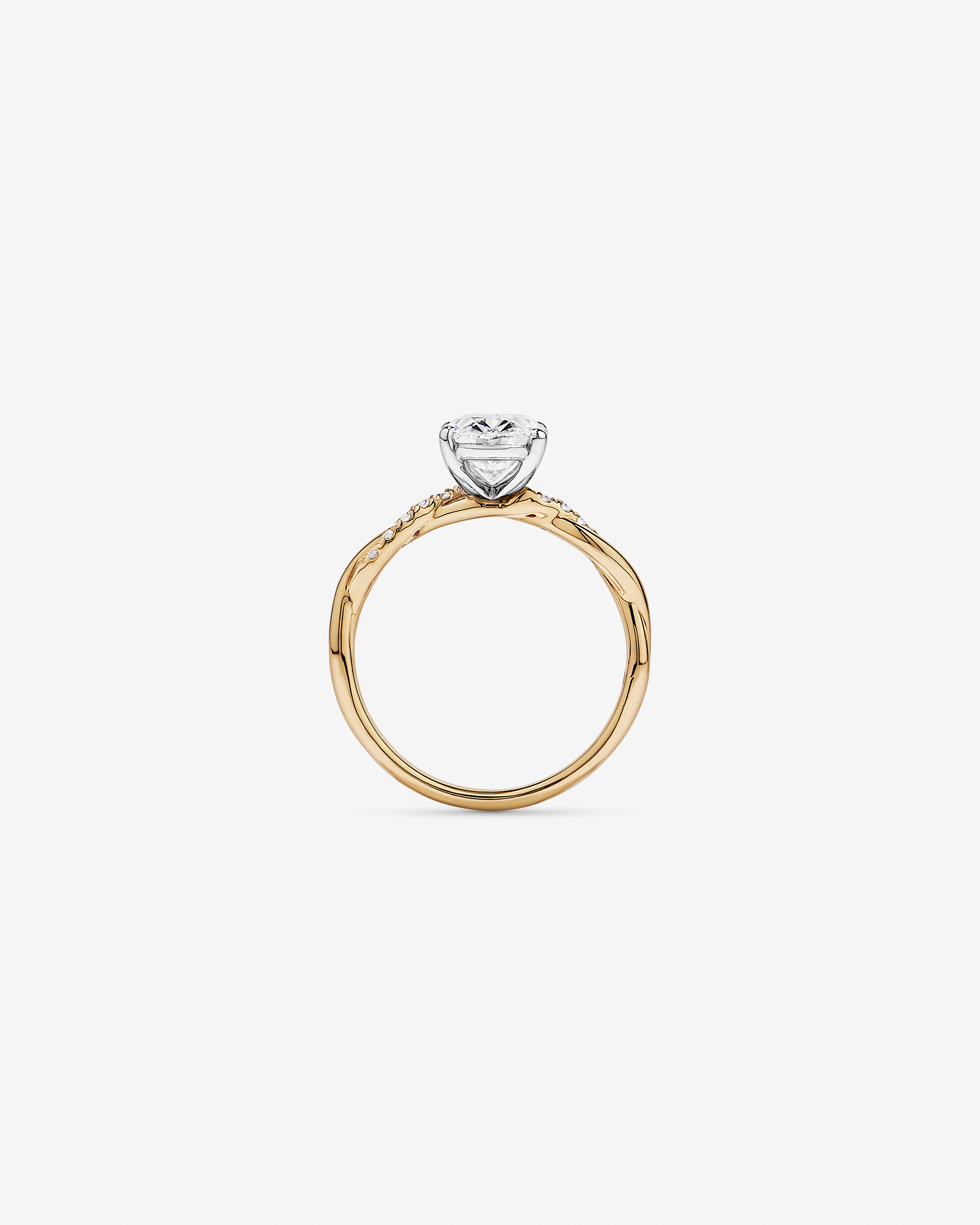 2.10TW Oval Laboratory-Grown Diamond Twist Engagement Ring 14kt Yellow and White Gold