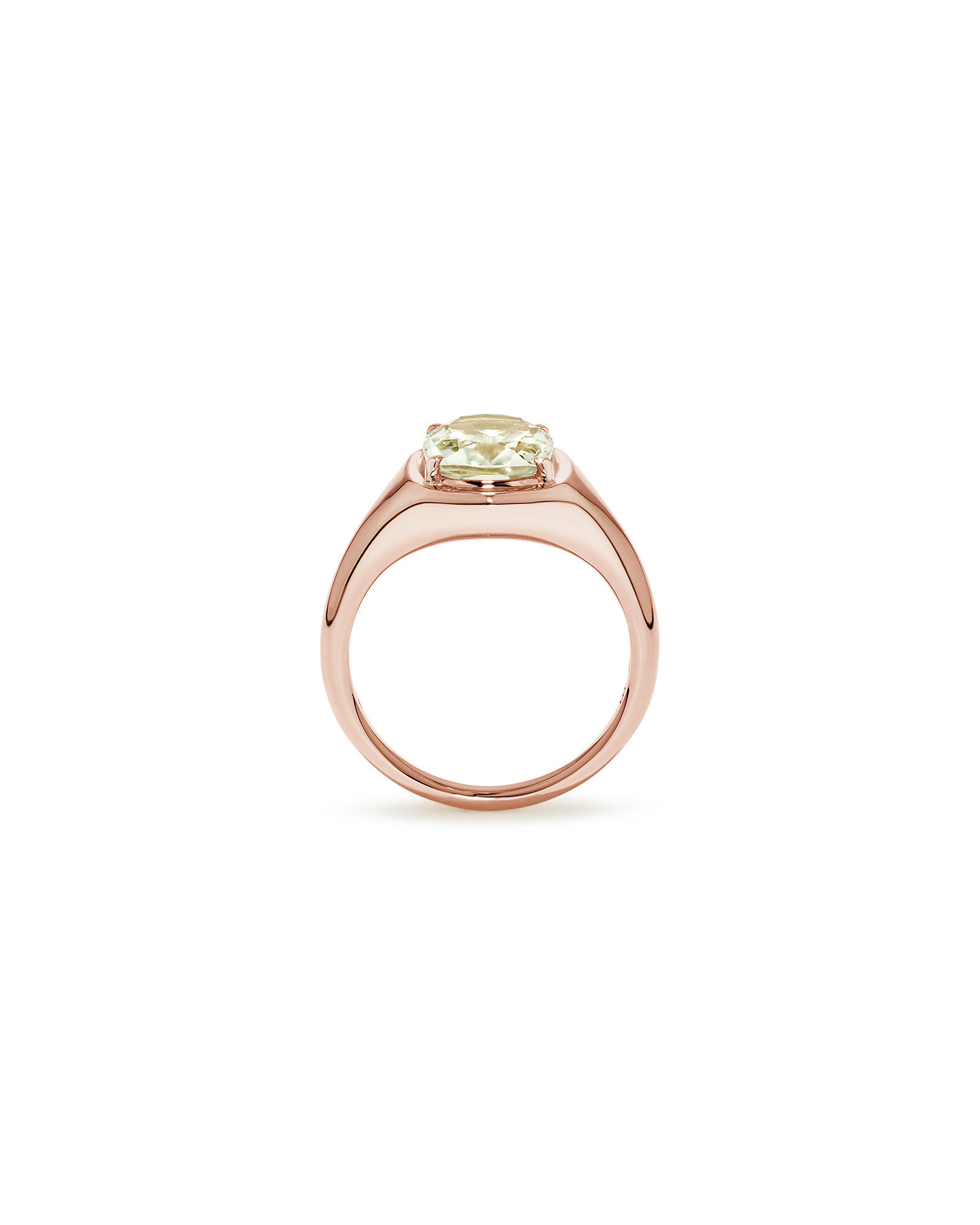 Elongated Cushion Cut Green Amethyst Ring 10kt Rose Gold