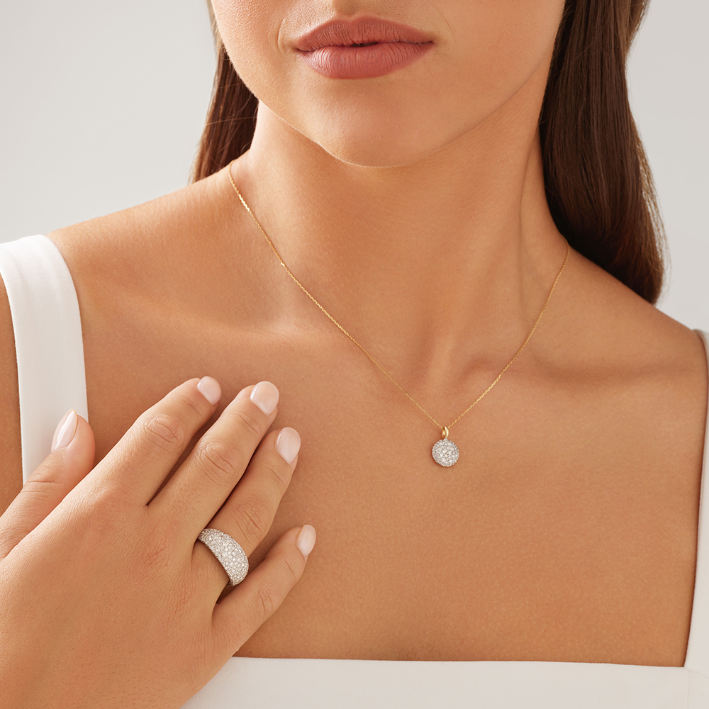 Bague Stardust en or jaune 14 K et en rhodium à diamants totalisant 3,14 ct