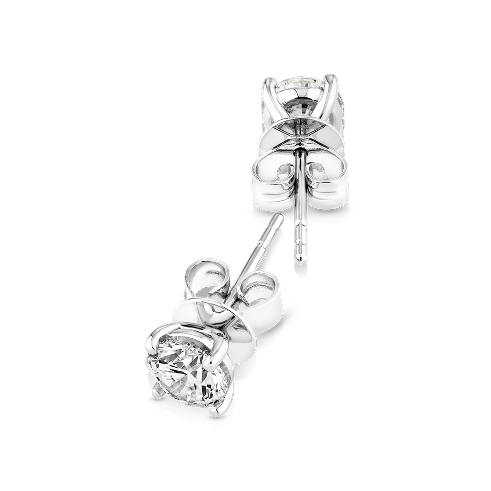 1.00 Carat TW Flawless Diamond Solitaire Stud Earrings in 18kt White Gold