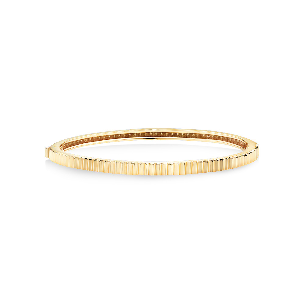Ribbed Oval Hinge Bangle in 10kt Yellow Gold