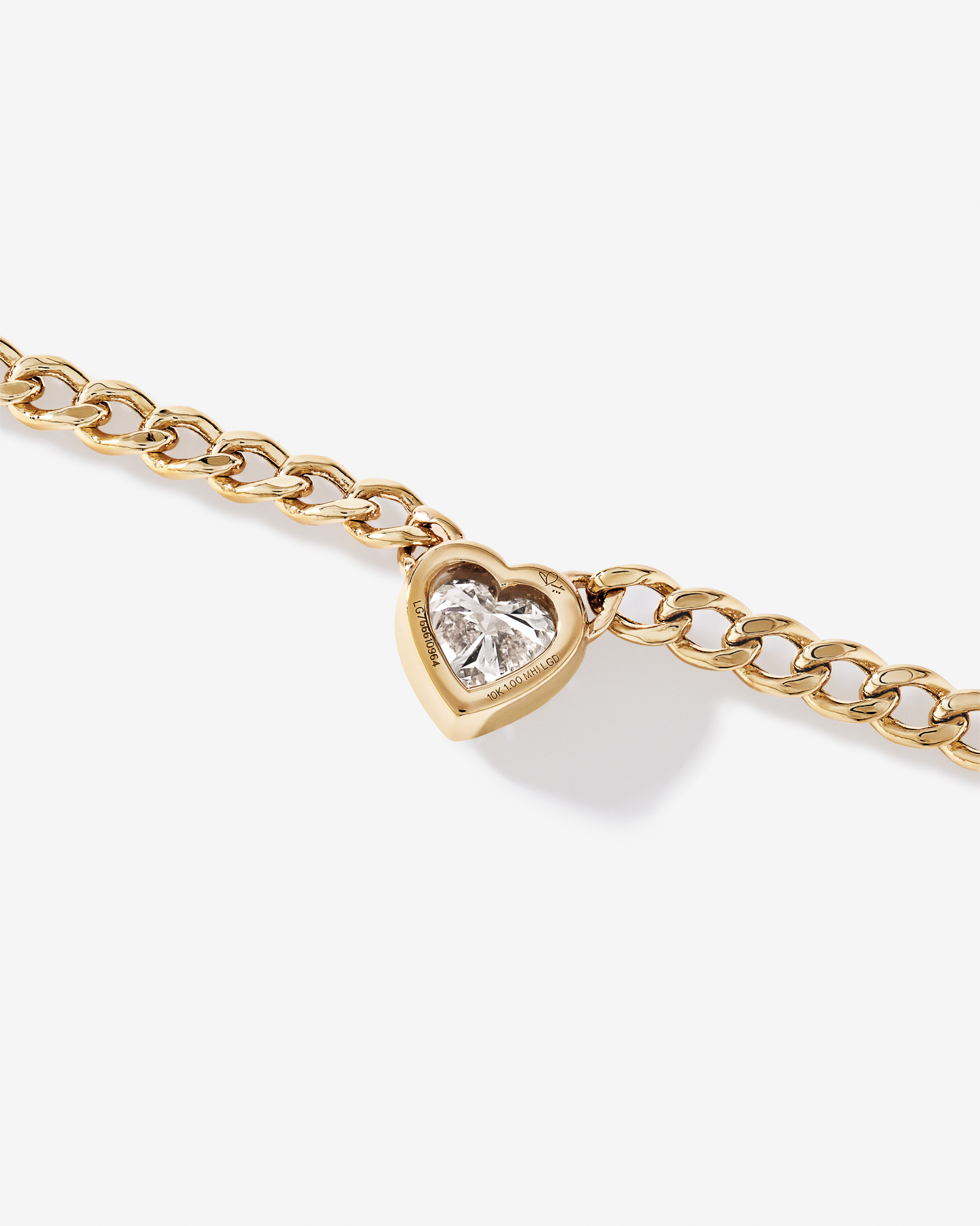 1.00 Carat TW Laboratory-Grown Diamond Heart Chain Necklace in 10kt Yellow Gold