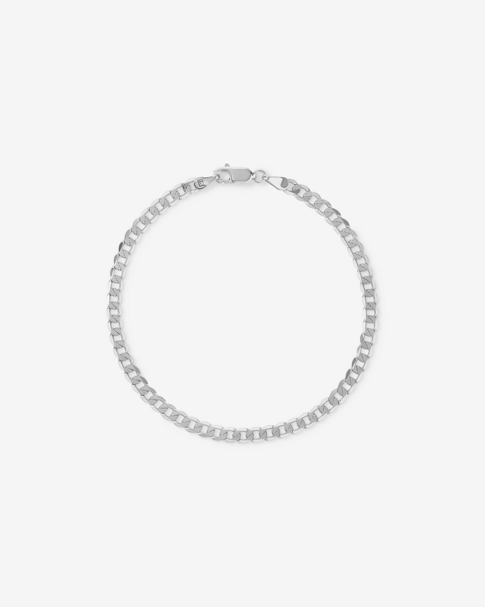17cm (7.5") 3.75mm Flat Beveled Curb Bracelet in 10kt White Gold