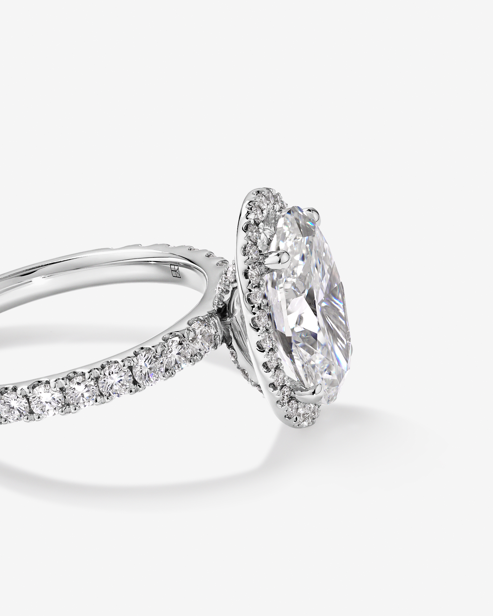 3.60 Carat TW Oval Cut Laboratory-Grown Diamond Halo Engagement Ring 18kt White Gold