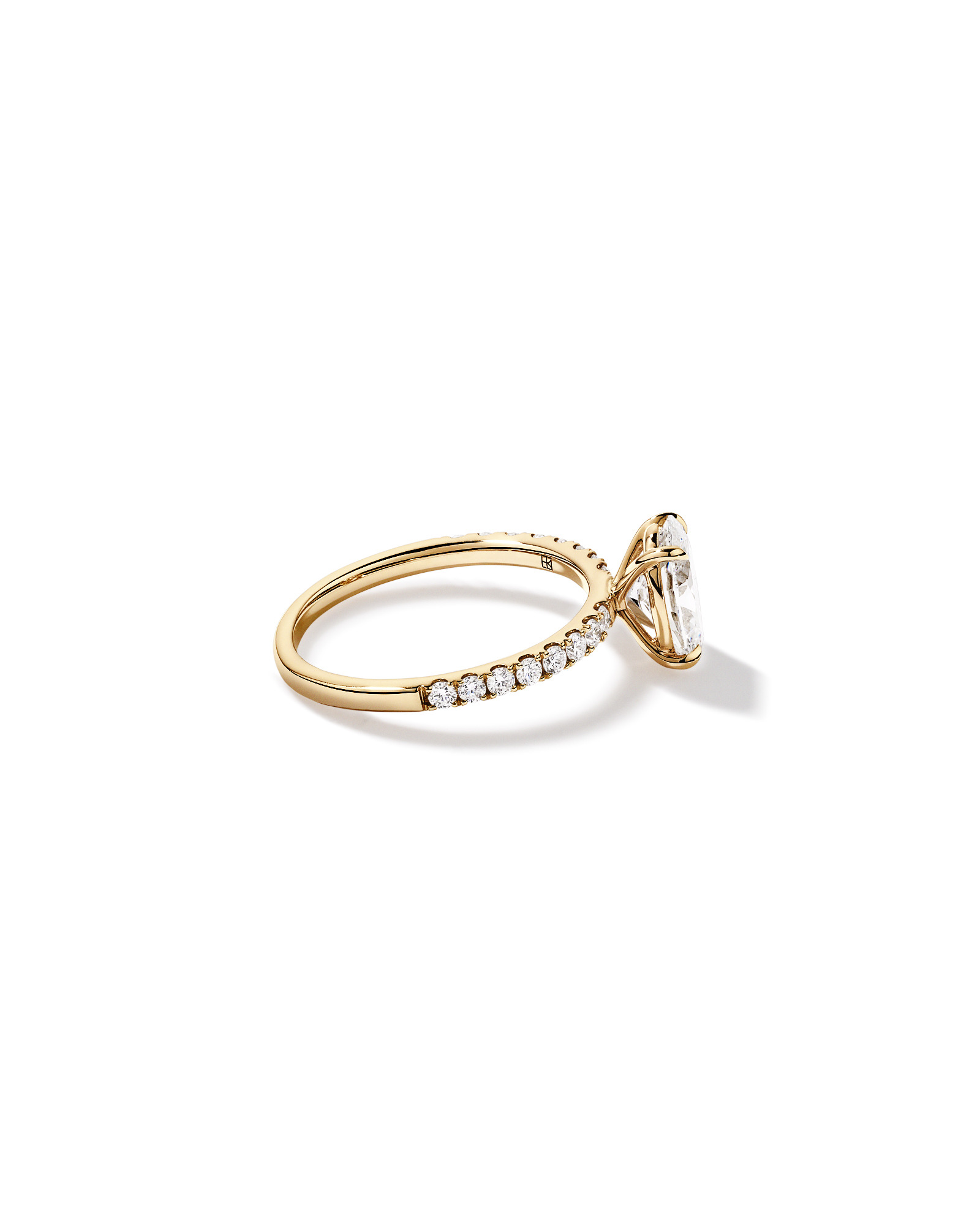1.81 Carat TW Oval Lab-Grown Diamond Side Accent Engagement Ring 14kt Yellow Gold