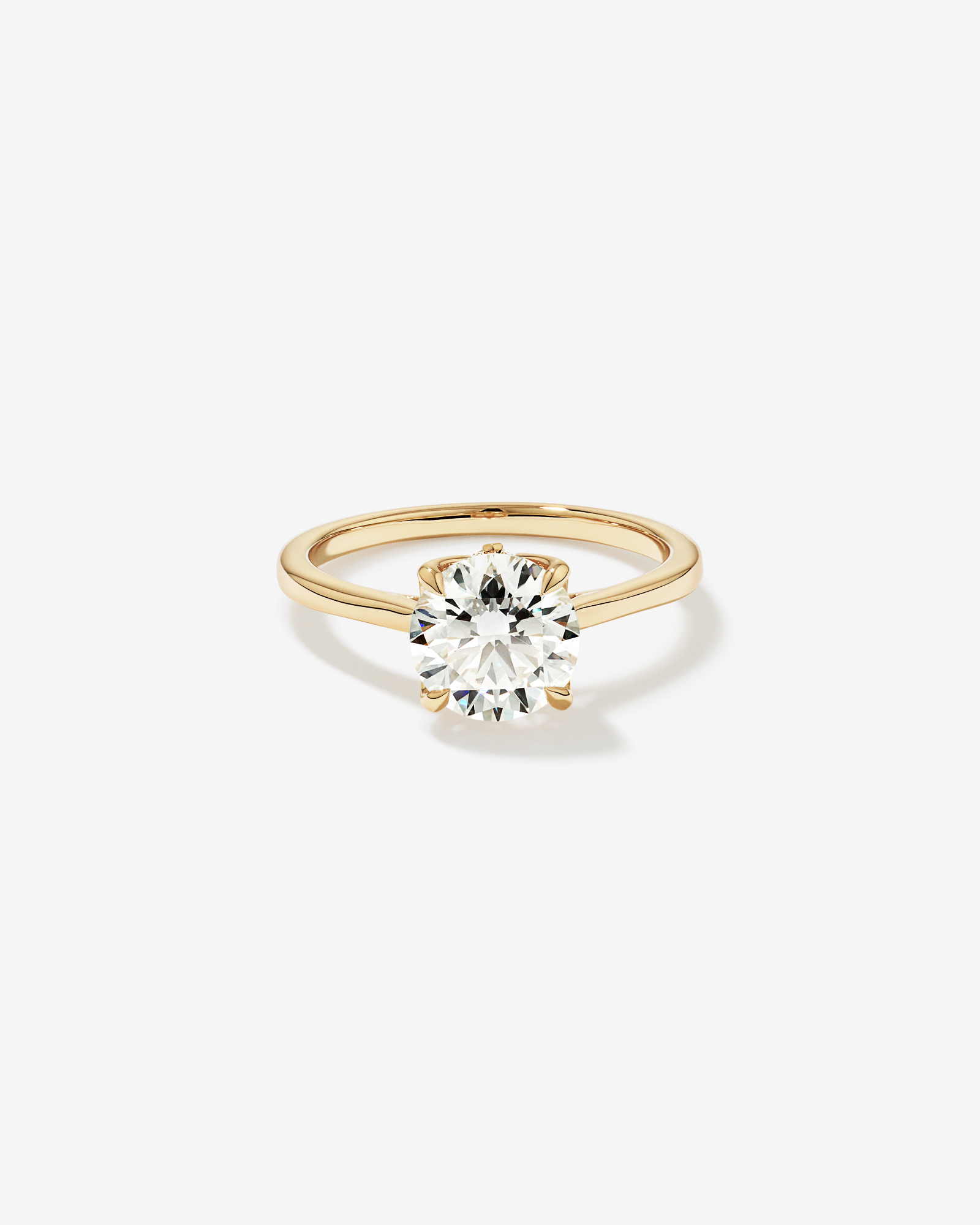2.09 Carat TW Round Brilliant Laboratory-Grown Diamond Solitaire ring with Tulip inspired Marquise Diamonds 14kt Gold