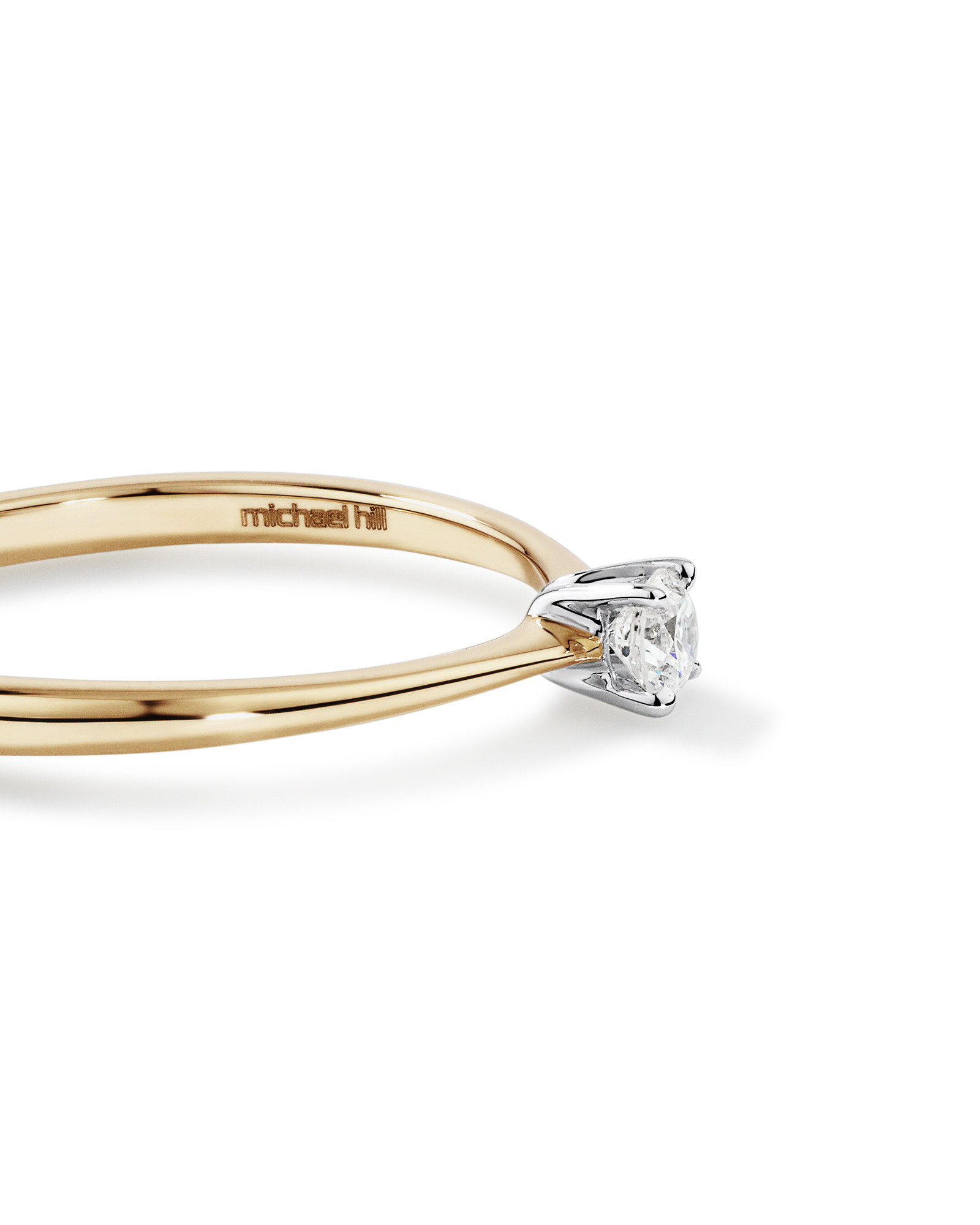 0.10 Carat TW Round Brilliant Cut Diamond Solitaire Promise Ring in 10kt Yellow and White Gold