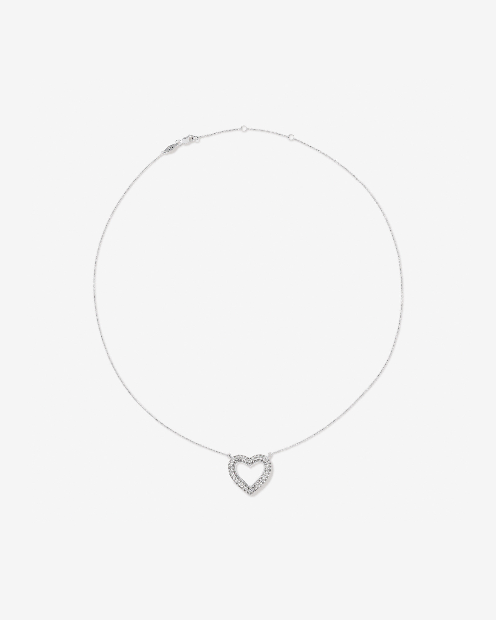 Cubic Zirconia Puff Love Heart Pendant Necklace in Sterling Silver