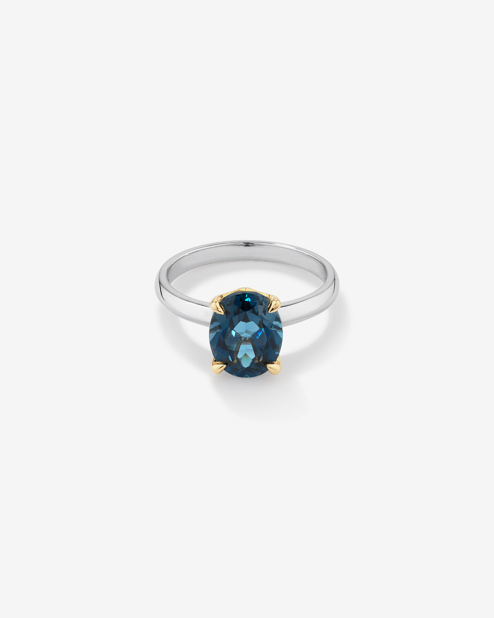 Bague en argent sterling et or jaune 10 K avec topaze bleue de Londres