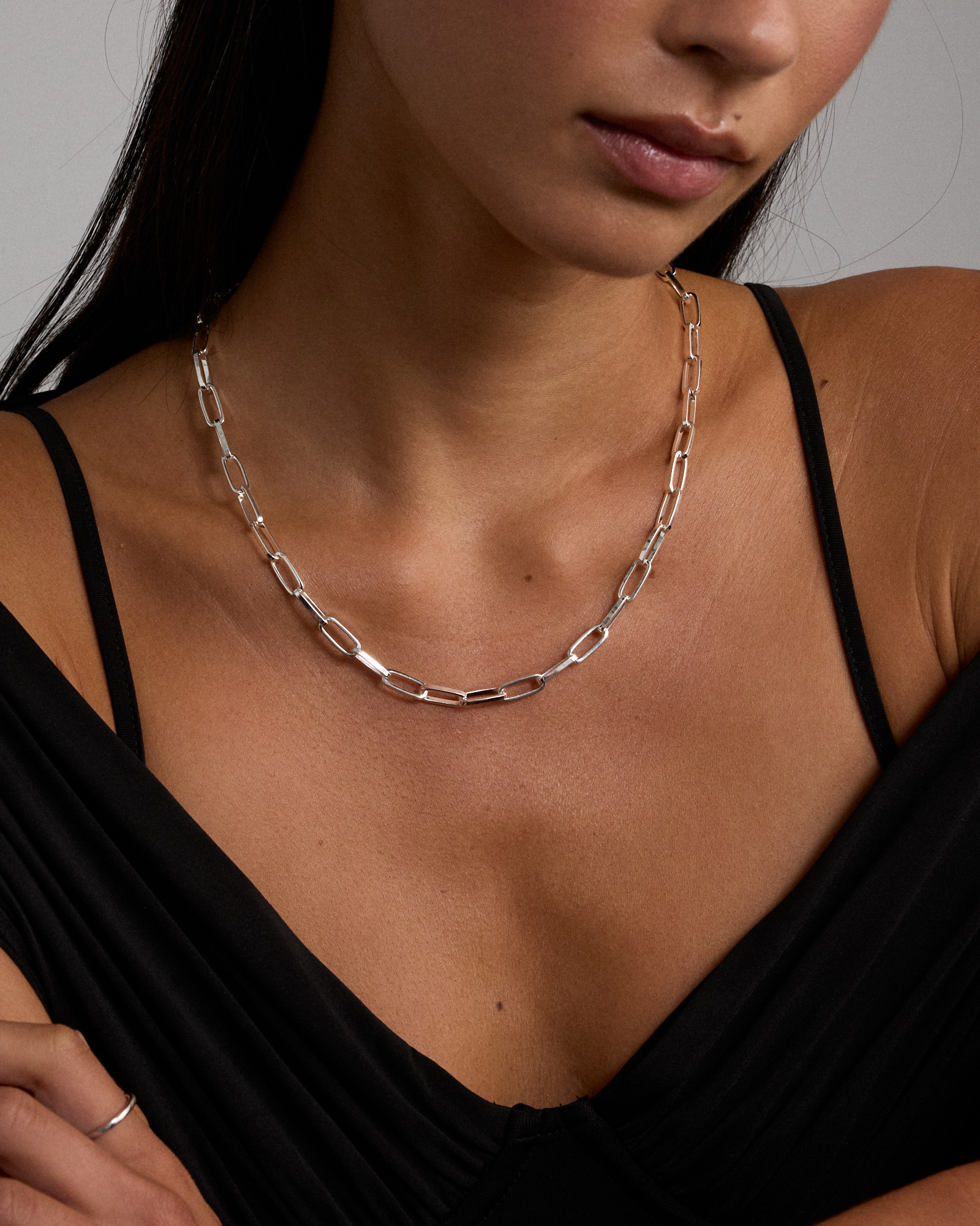 46cm (18.1”) 5.5mm-6mm Width Paperclip Chain in Sterling Silver