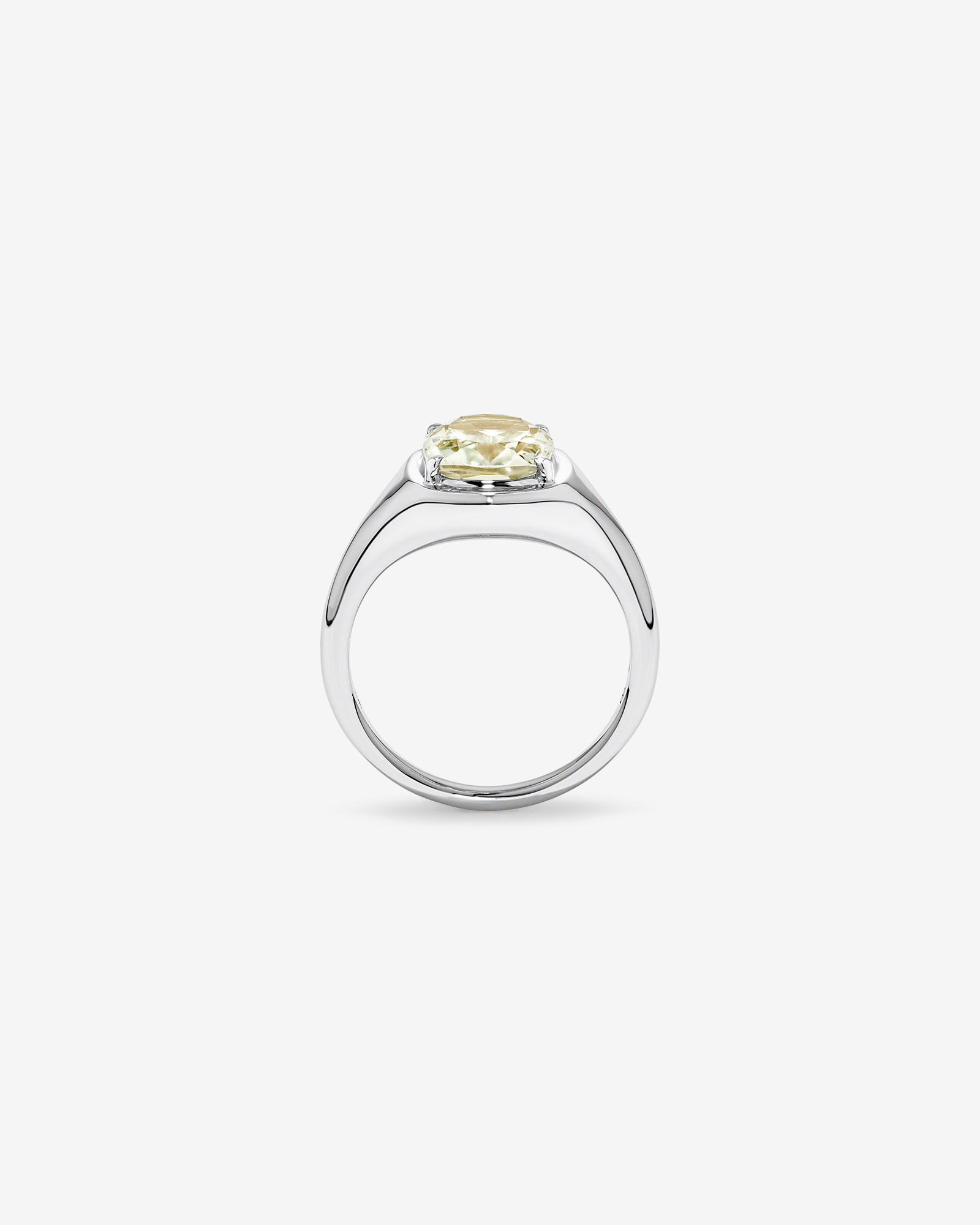 Elongated Cushion Cut Green Amethyst Ring 10kt Gold