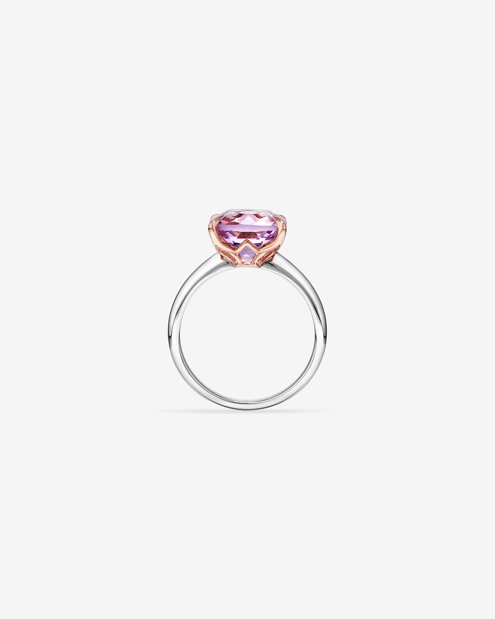 Bague en argent sterling et en or rose 10 K avec améthyste rose