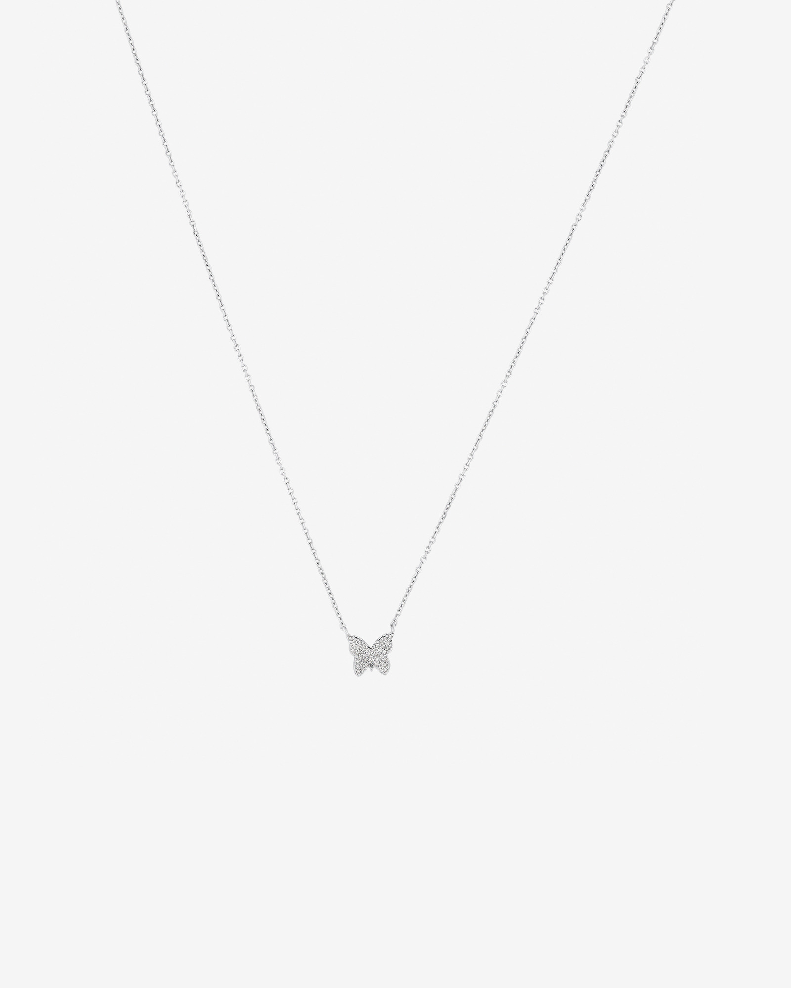 Collier à pendentif papillon en argent sterling avec diamants