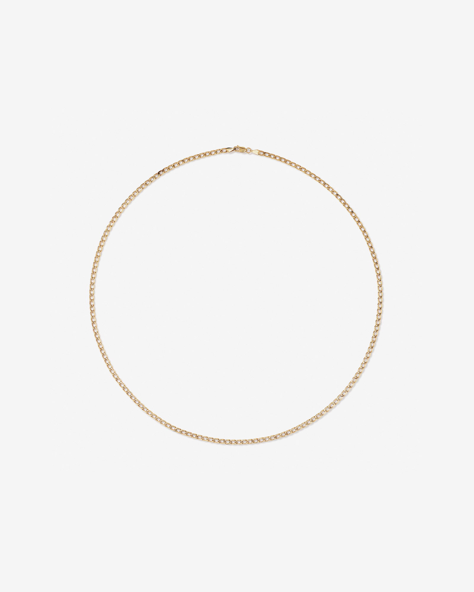 55cm (22") 3mm-3.5mm Width Hollow Curb Chain in 10kt Yellow Gold