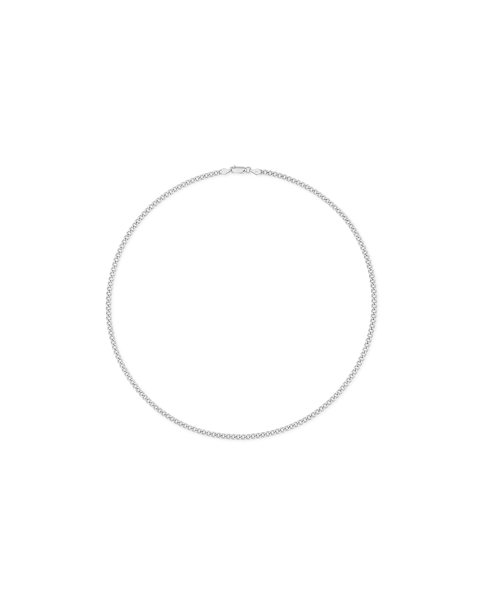 Collier Chaîne Gourmette Fine 55 Cm (22") Largeur 3,5-4 Mm En Argent Sterling
