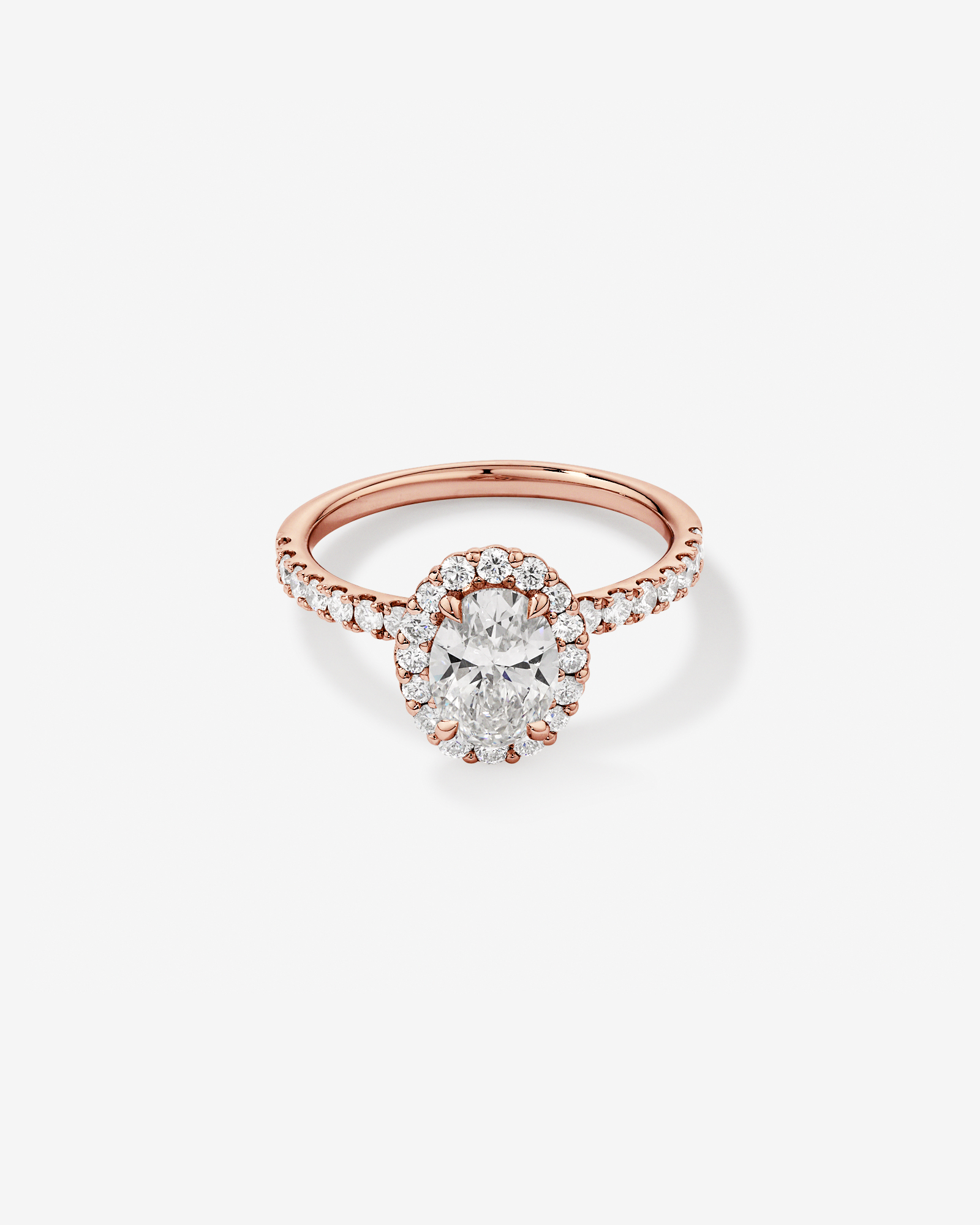 1.78 Carat TW Oval Laboratory-Grown Diamond Halo Engagement Ring in 14kt Rose Gold
