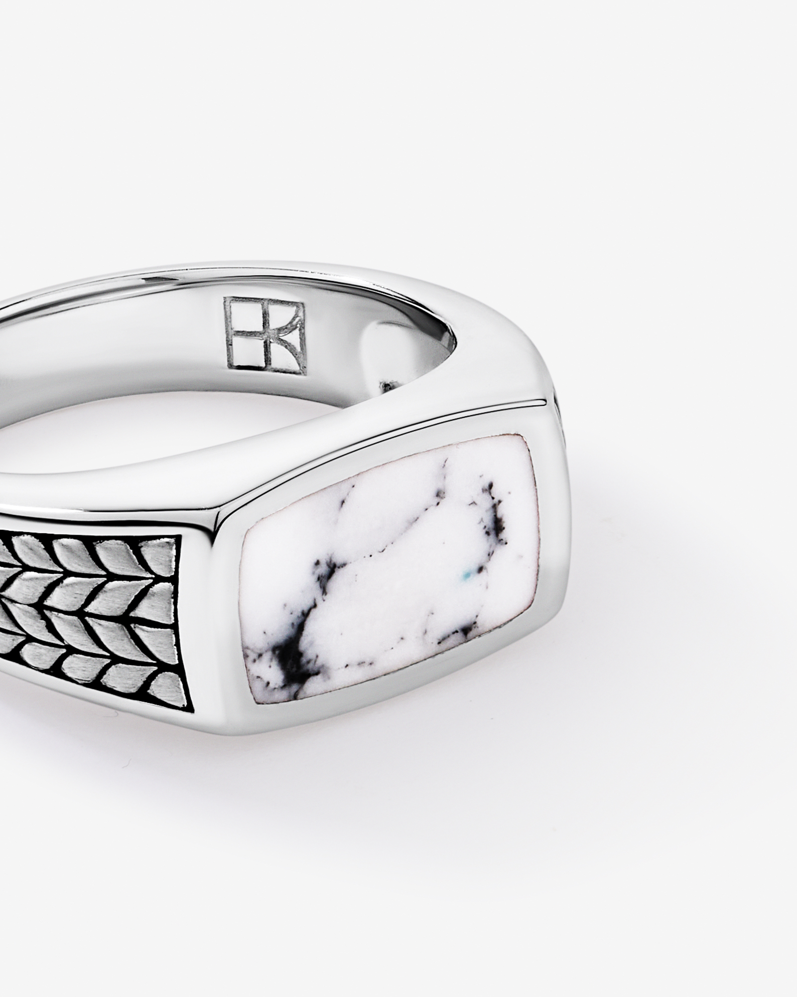 Howlite Signet Ring in Sterling Silver