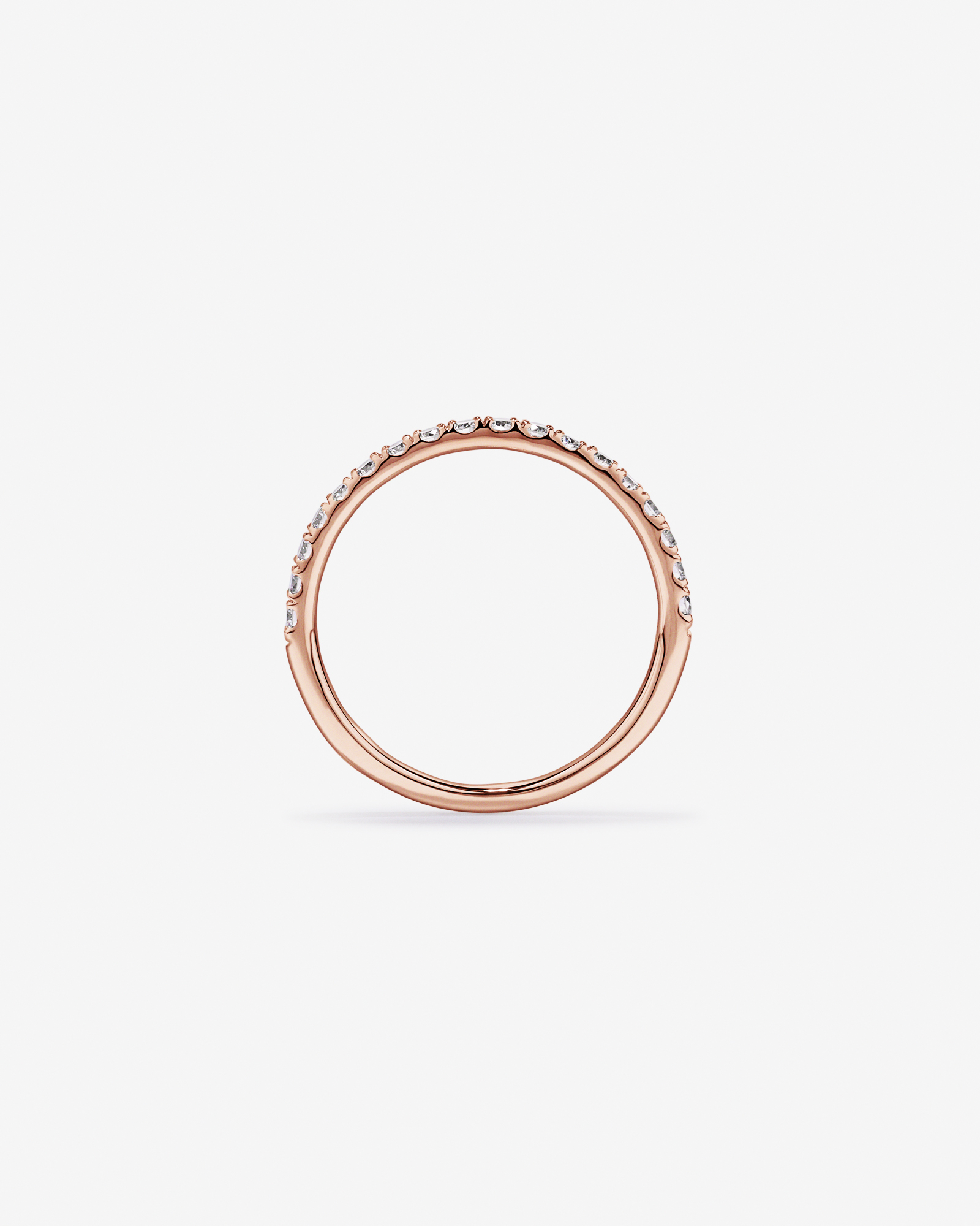 Alliance en or rose 14 carats sertie d'un diamant rond brillant de synthèse 0,34 carat