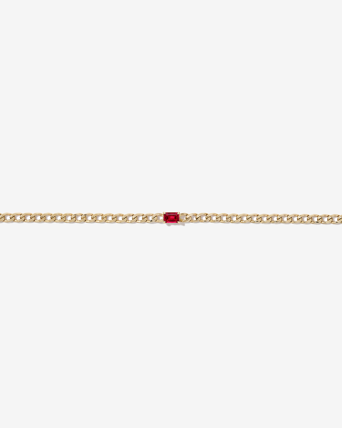 Created Ruby Curb Link Bracelet in 10kt Yellow Gold