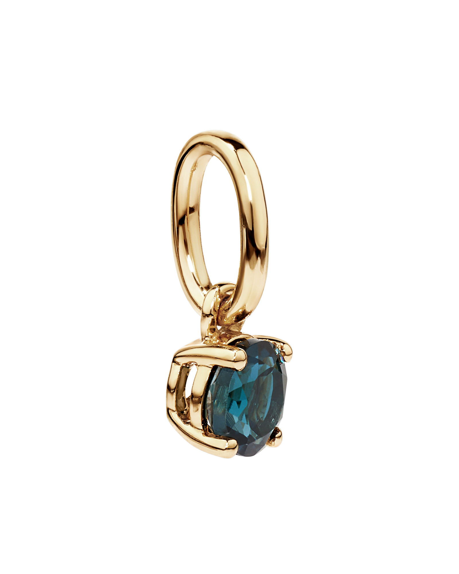 Round London Blue Topaz Birthstone Pendant in 10kt Yellow Gold
