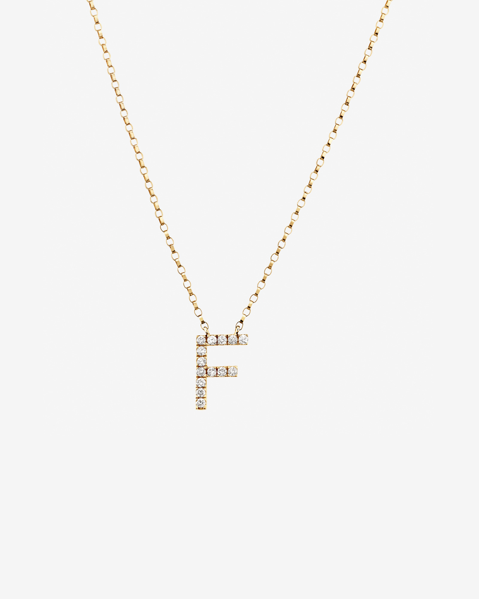 "F" Initial Necklace with 0.10 Carat TW of Diamonds in 10kt Yellow Gold
