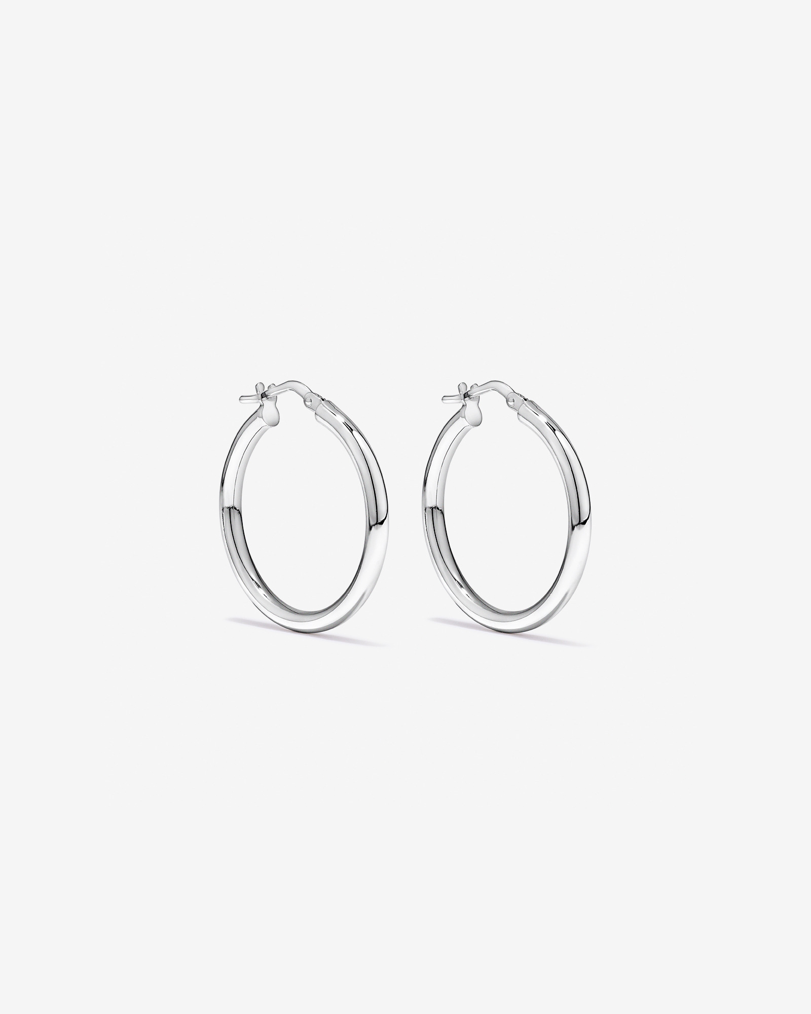 20mm Round Hoop Earrings in Sterling Silver