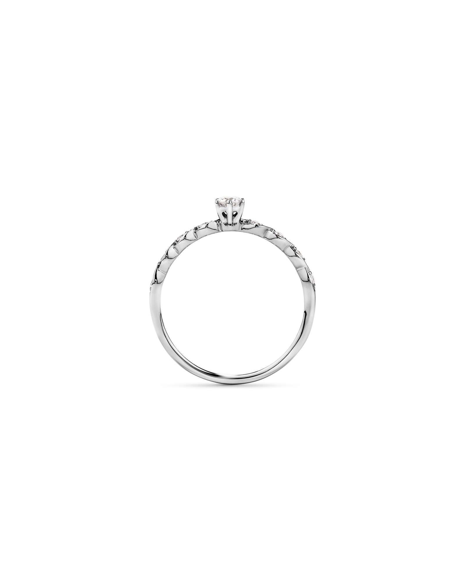 Bague de promesse en or blanc 10 carats avec diamant rond brillant laboratoire (poids total 0,17 carat)