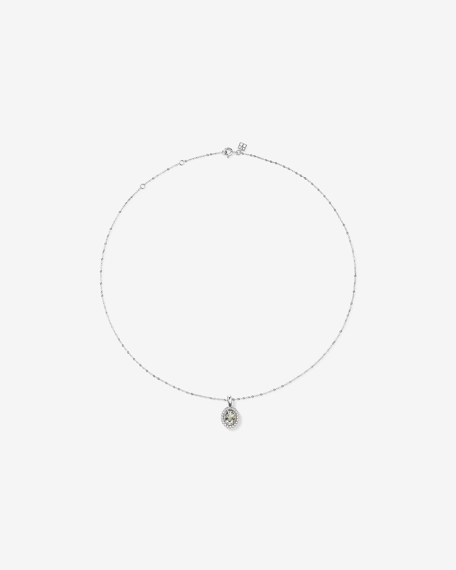 Green Amethyst & 0.20TW of Diamond Halo Pendant with Chain in 10kt Gold