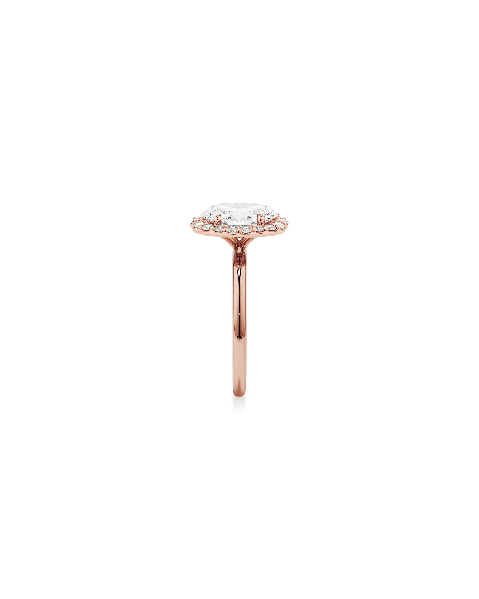 2.34 Carat TW Oval Cut Laboratory-Grown Diamond Halo Engagement Ring in 14kt Rose Gold