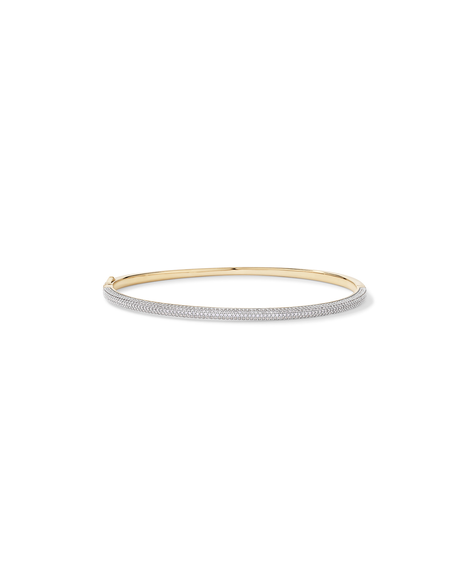 62mm Slim Pavé Hinged Bangle with Cubic Zirconia in 18kt Vermeil