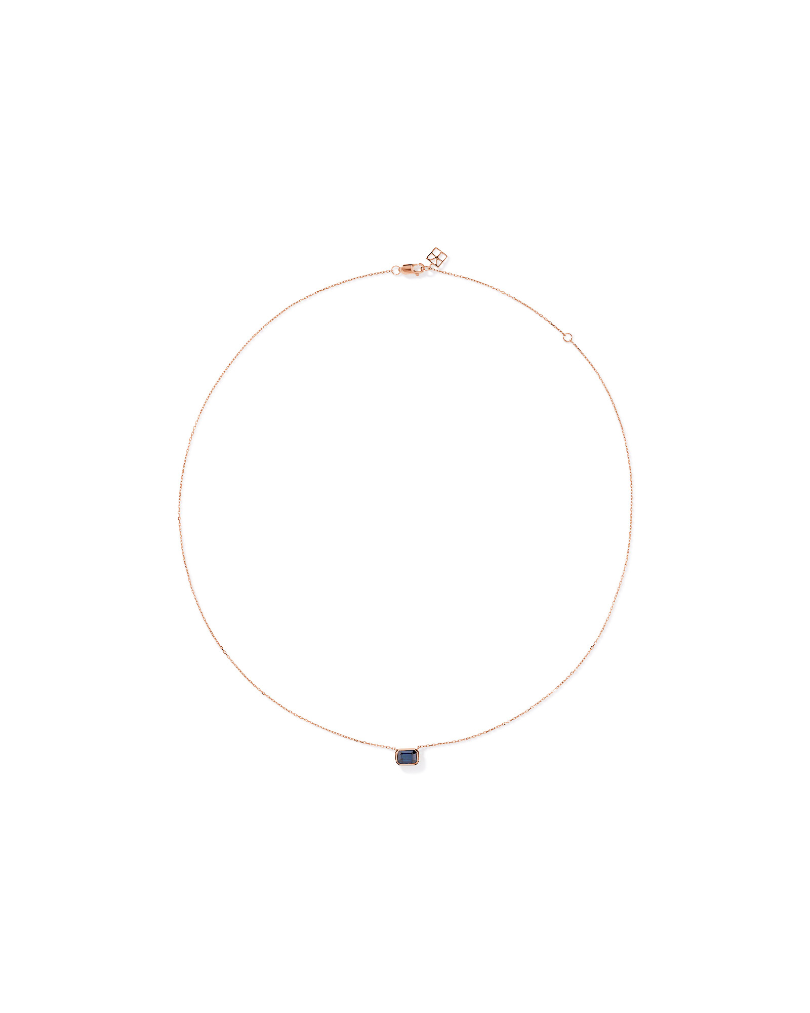 Australian Sapphire Emerald Cut Bezel Set Necklace in 10kt Rose Gold