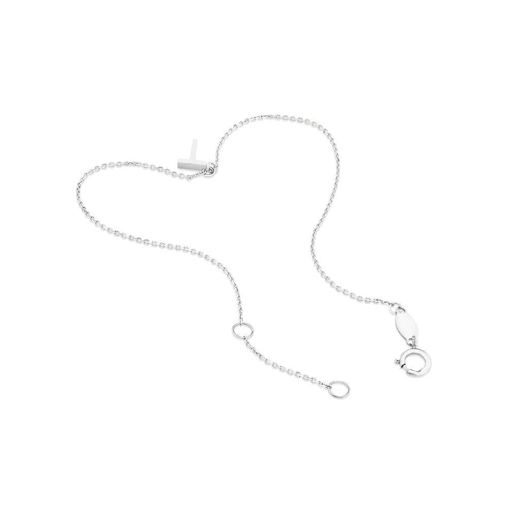 19cm (7.5") T Initial Bracelet in Sterling Silver