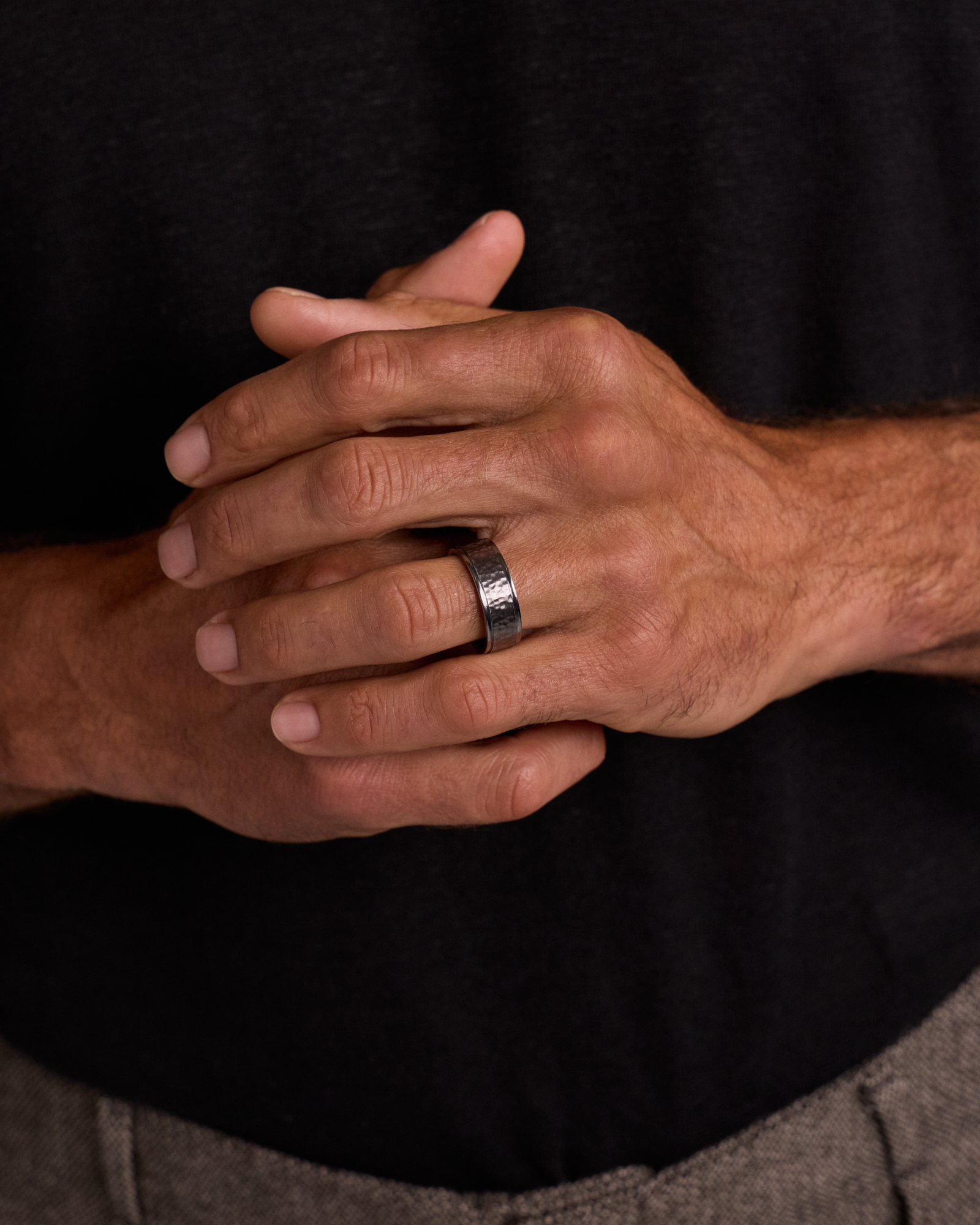 8mm Hammered Wedding Band In Tantalum