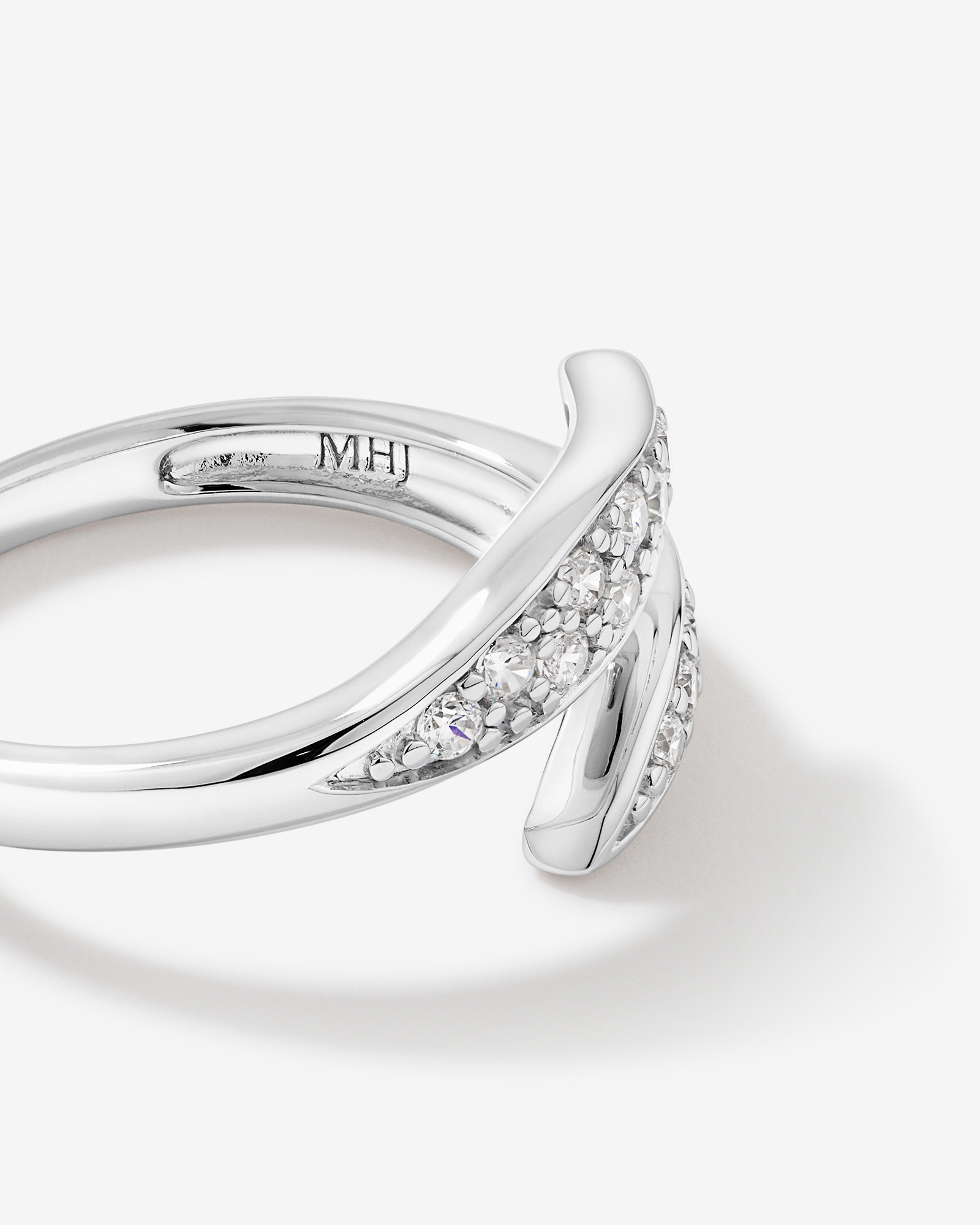 Bague Ouverte Avec Zircon Cubique Pointu En Argent Sterling