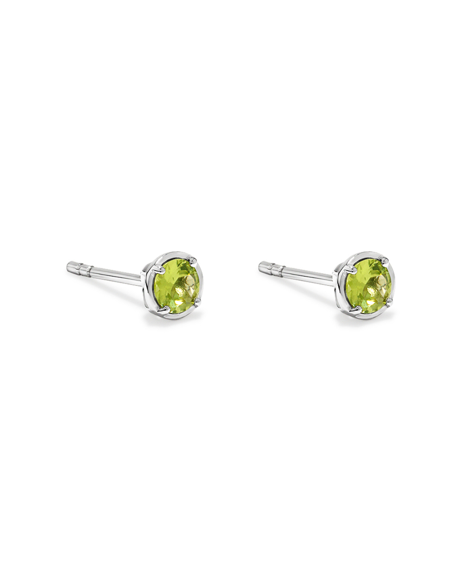 Round Peridot Stud Earrings in Sterling Silver
