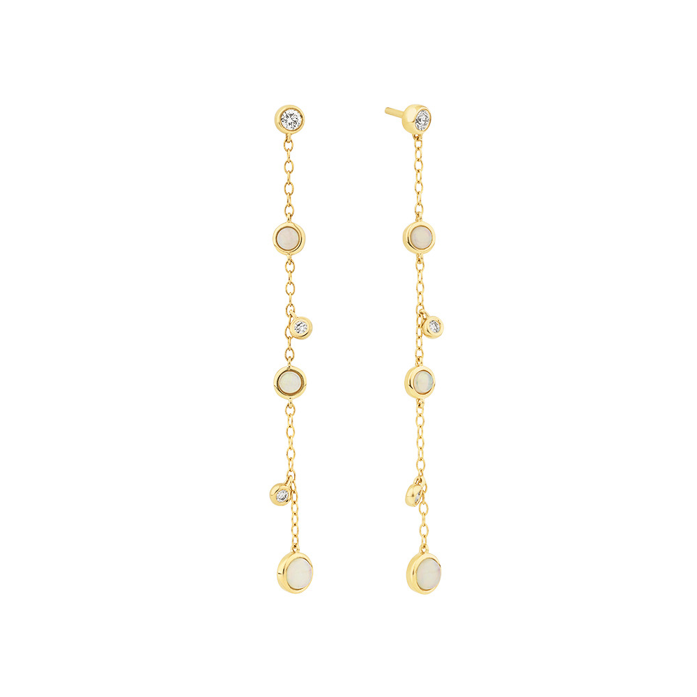Pendants d'oreilles en or jaune 10 K avec opales et diamants totalisant 0,15 ct