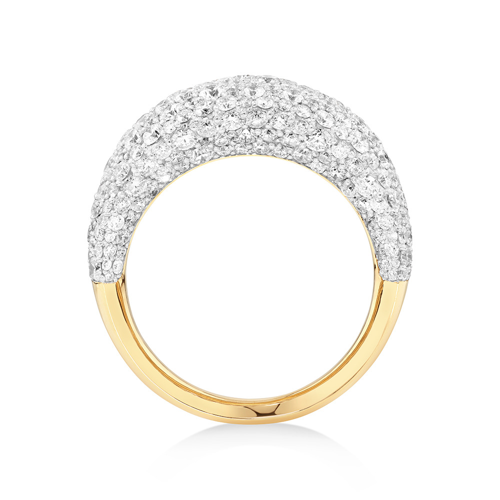 Bague Stardust en or jaune 14 K et en rhodium à diamants totalisant 3,14 ct