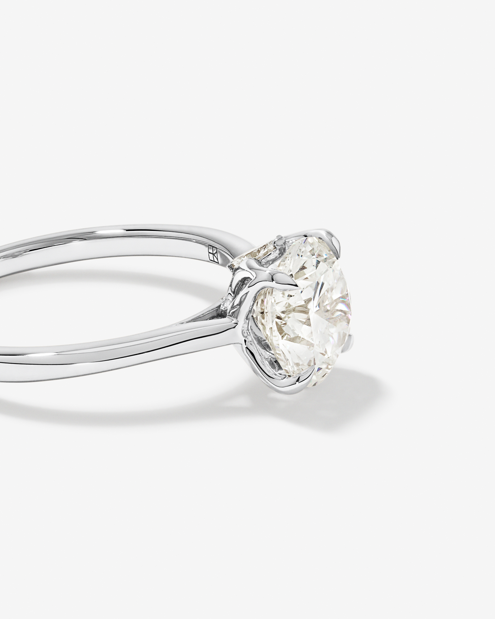 2.09 Carat TW Round Brilliant Laboratory-Grown Diamond Solitaire ring with Tulip inspired Marquise Diamonds 14kt Gold
