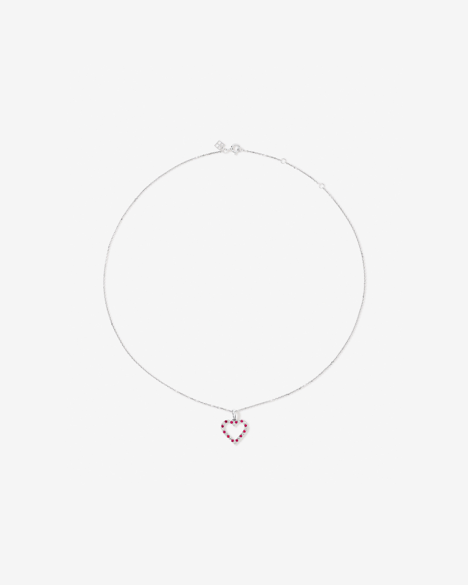 Heart Necklace with Created Ruby & 0.16 Carat TW of Diamonds in Sterling Silver