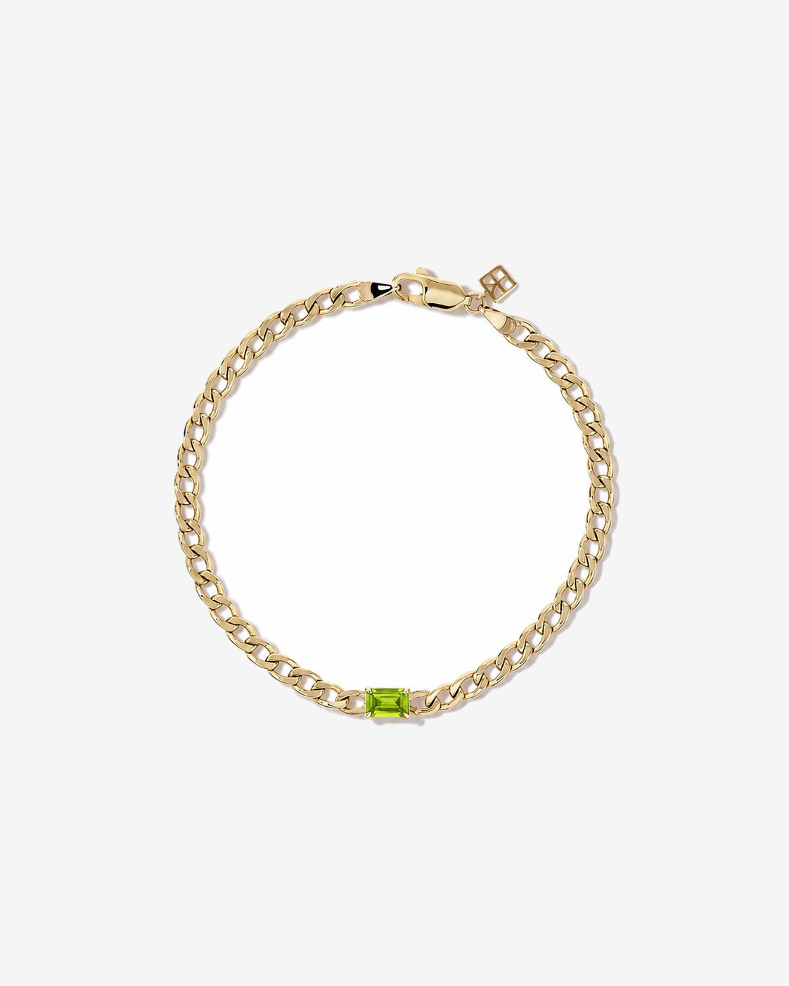 Peridot Curb Link Bracelet in 10kt Yellow Gold