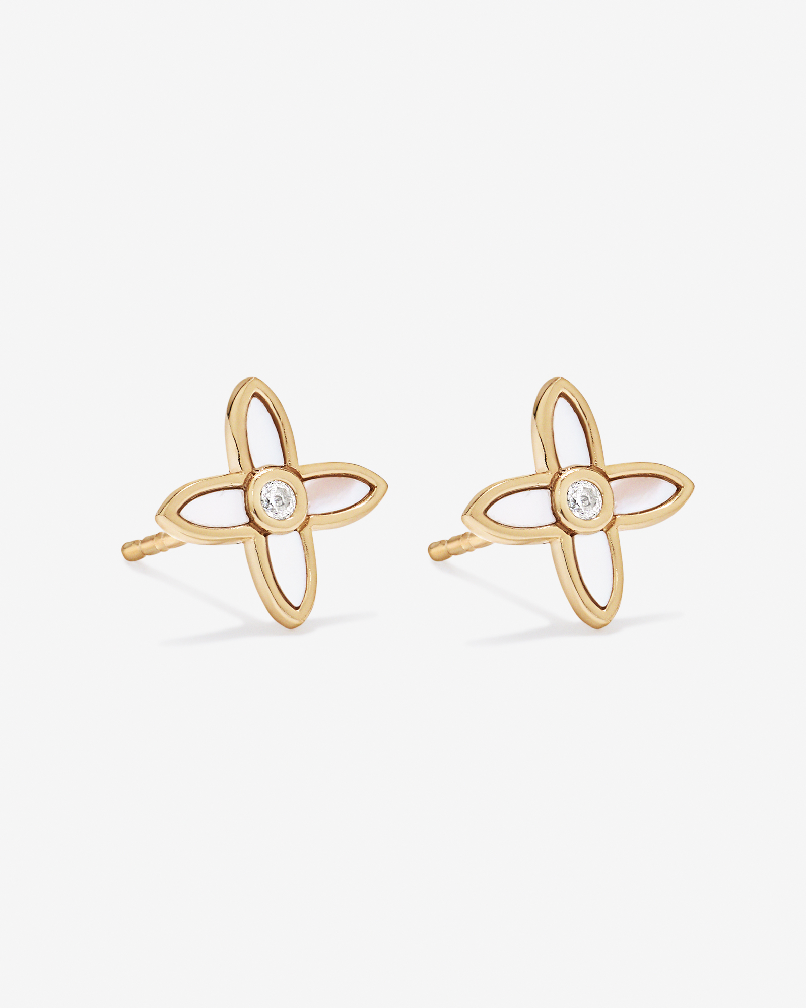 Mother of Pearl Flower Pendant and Stud Earrings Set in 18kt Gold Vermeil