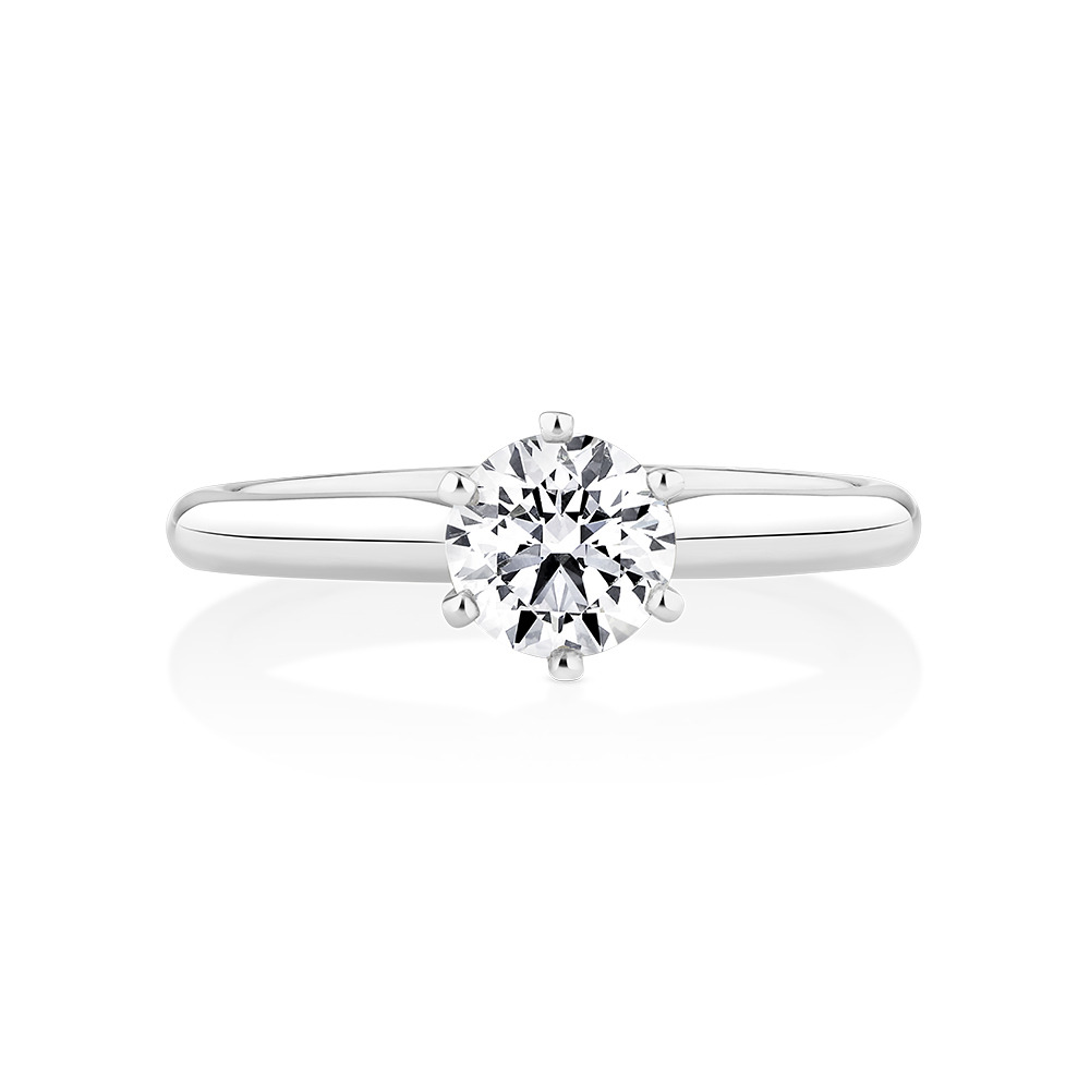Certified Solitaire Engagement Ring with a 0.75 Carat TW Diamond in 18kt White Gold