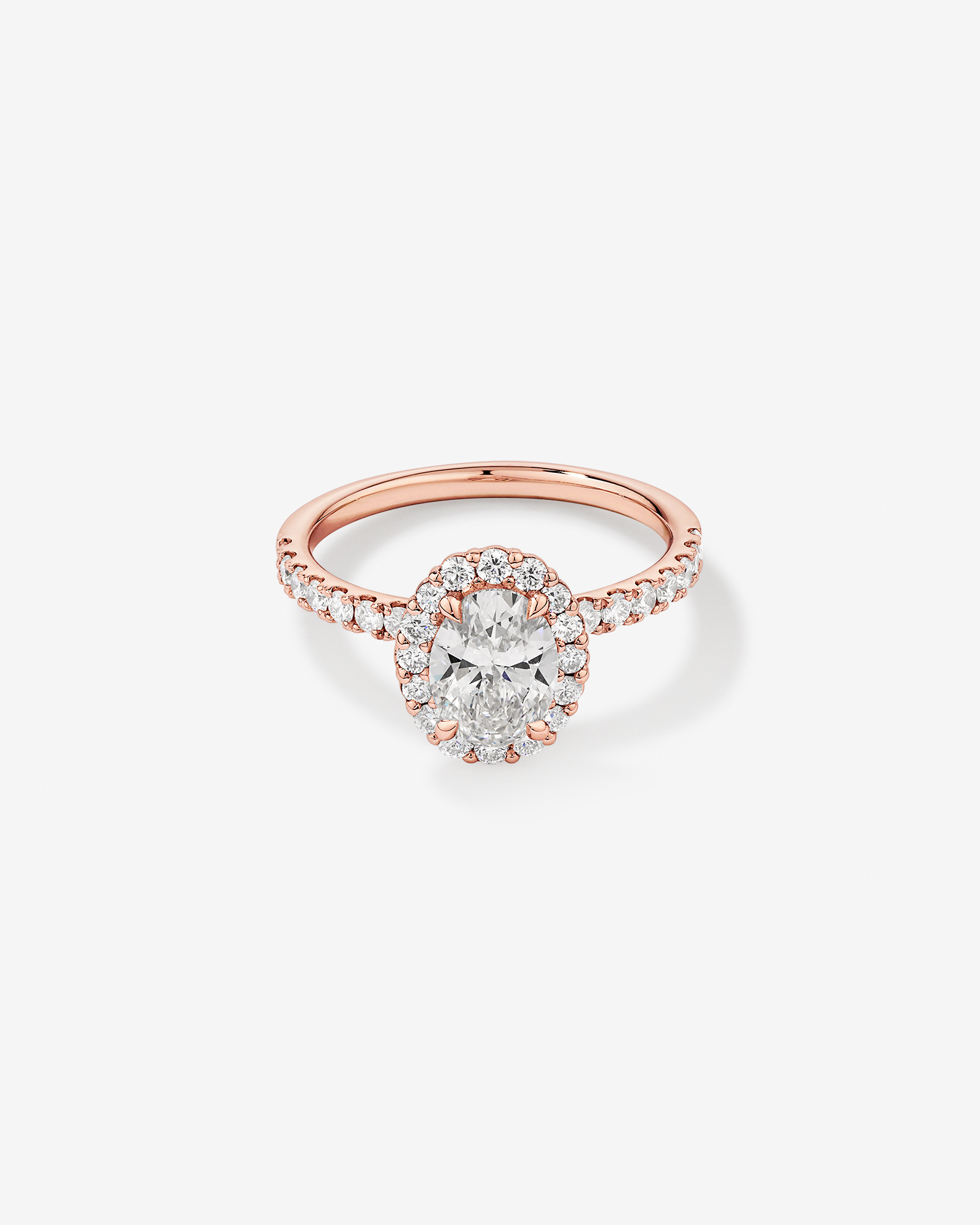 Bague de fiançailles ovale TW de 1,78 carat en or rose et blanc 14 carats