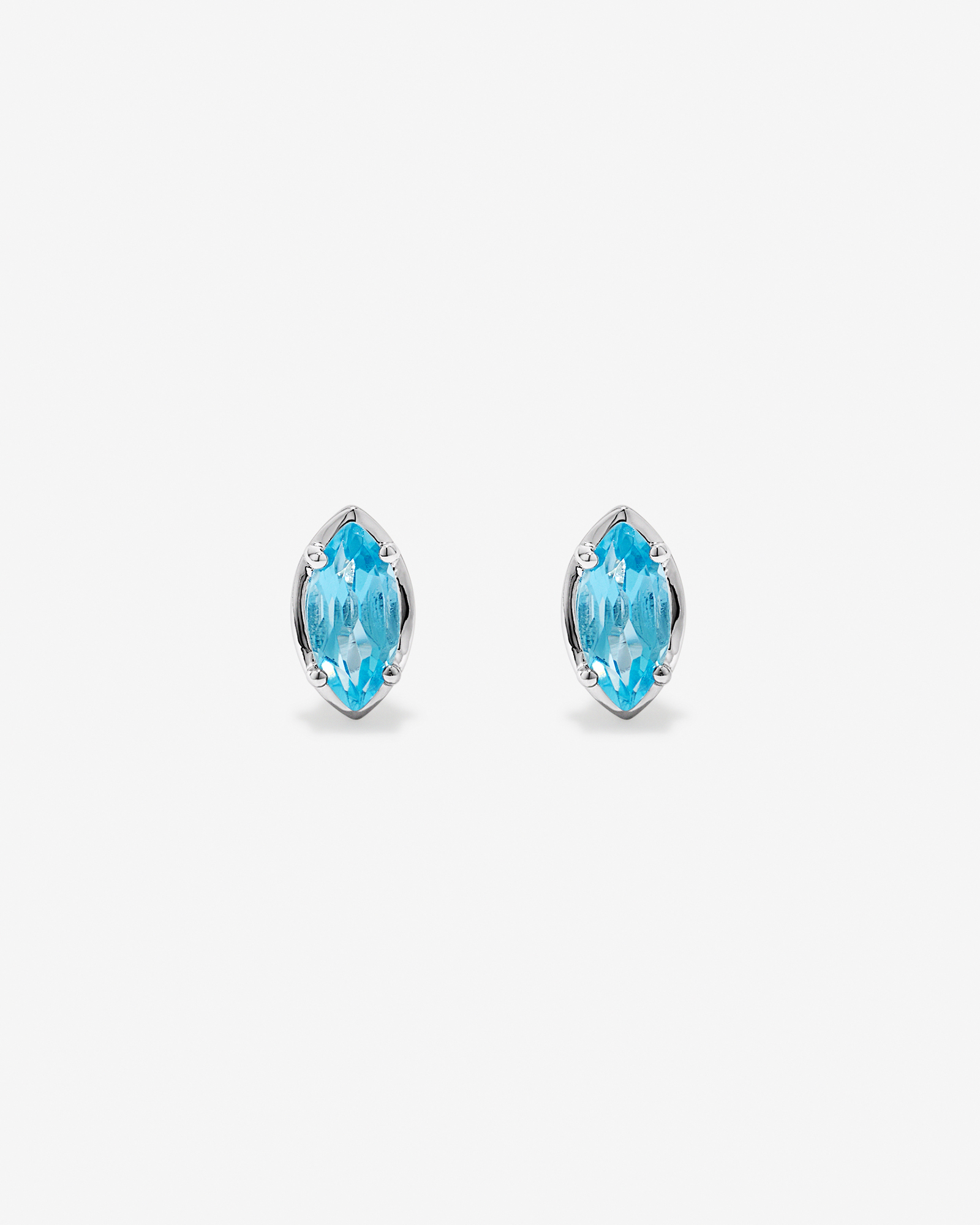 Marquise-Cut Swiss Blue Topaz Stud Earrings in Sterling Silver